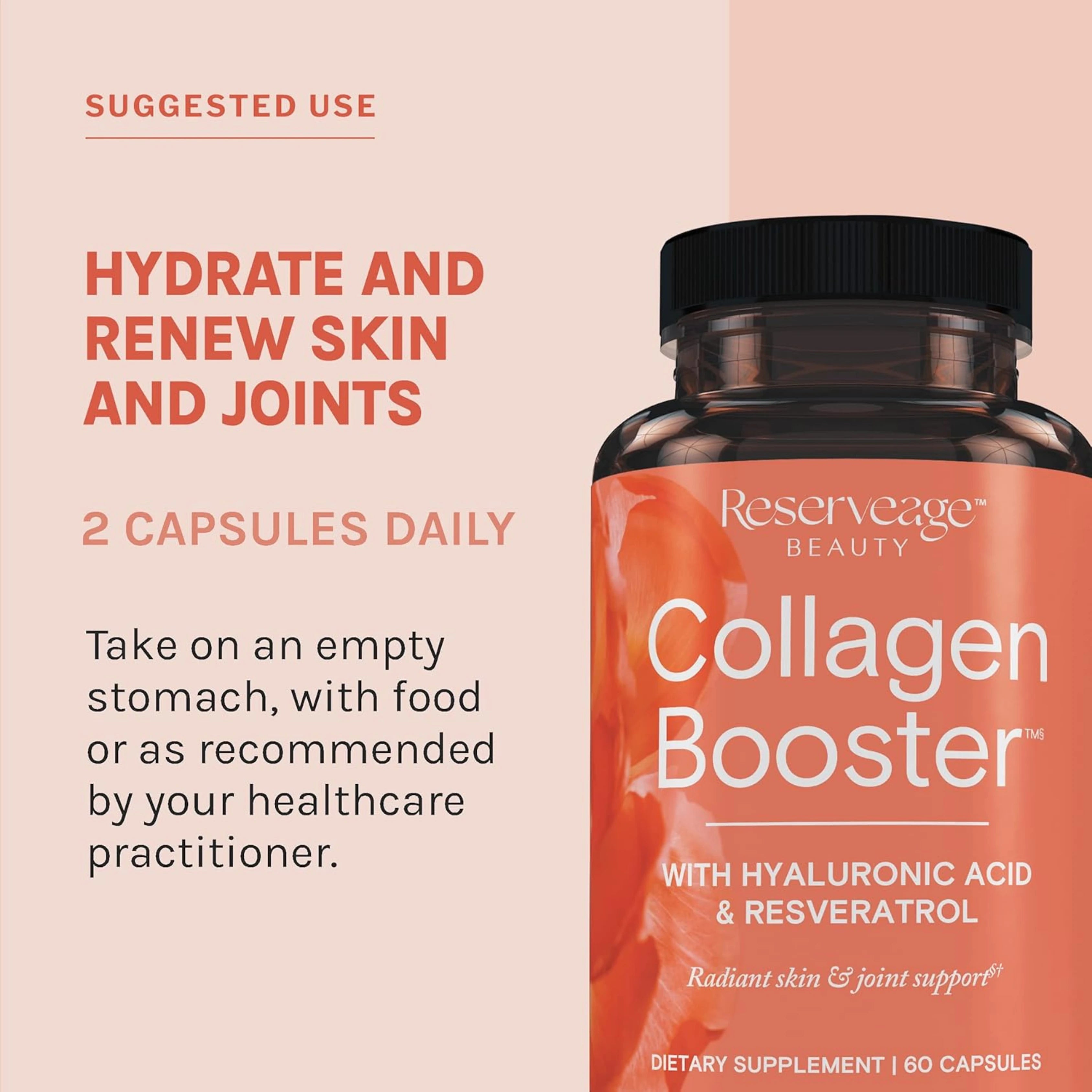 Reserveage Beauty, Collagen Booster with Hyaluronic Acid & Resveratrol, 60 Capsules