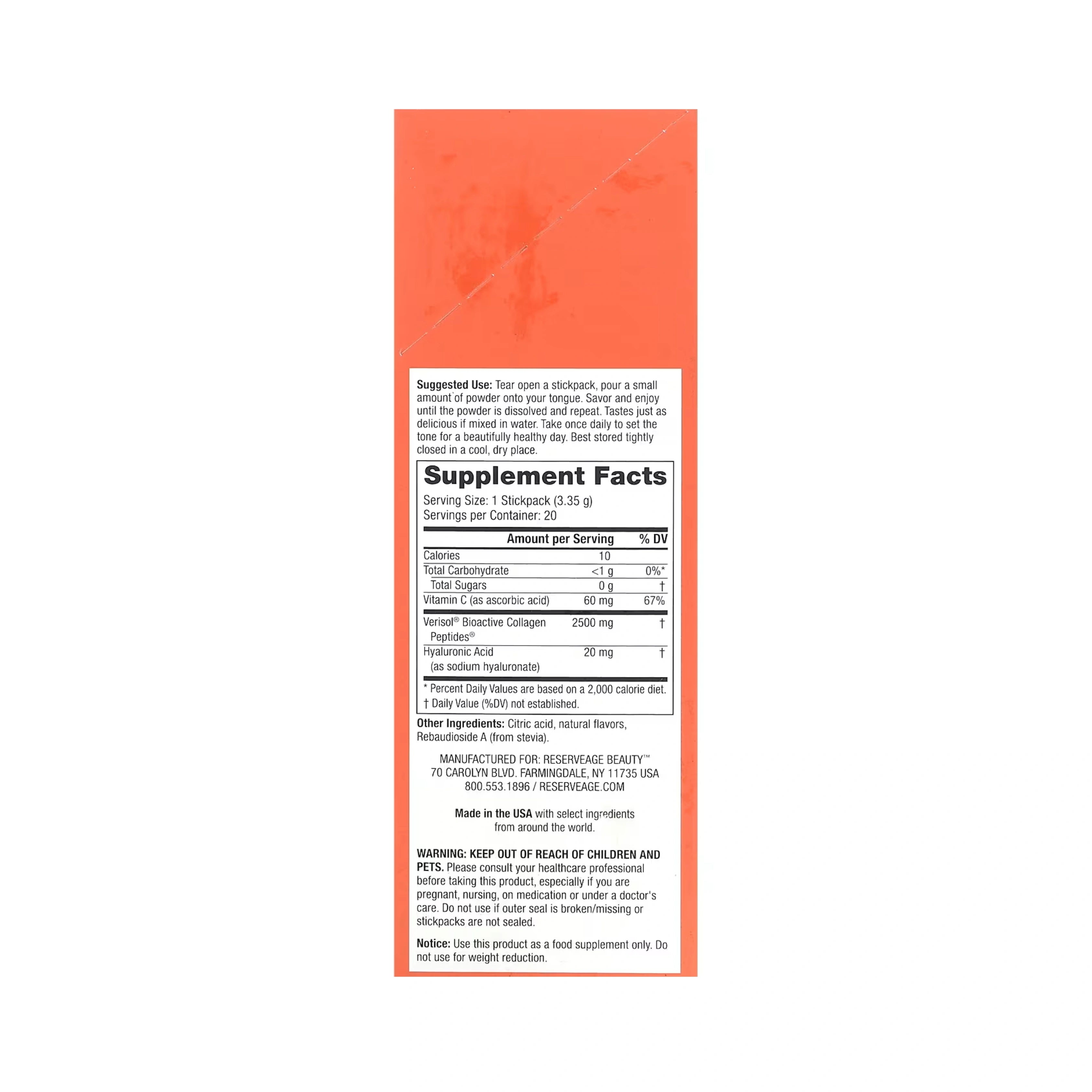 Reserveage Beauty, Collagen Candy, Sour Apple, 0.1 oz (3.35 g) Each, 20 Stickpacks