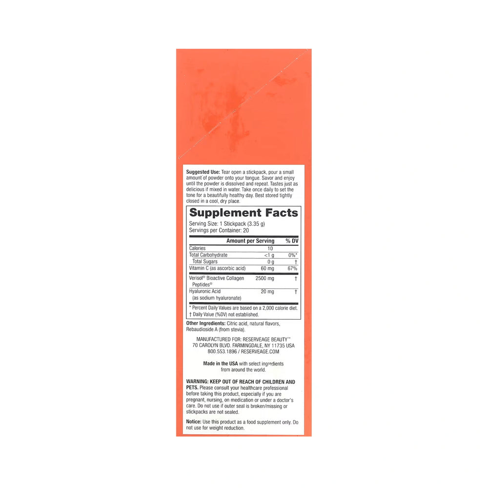 Reserveage Beauty, Collagen Candy, Sour Apple, 0.1 oz (3.35 g) Each, 20 Stickpacks
