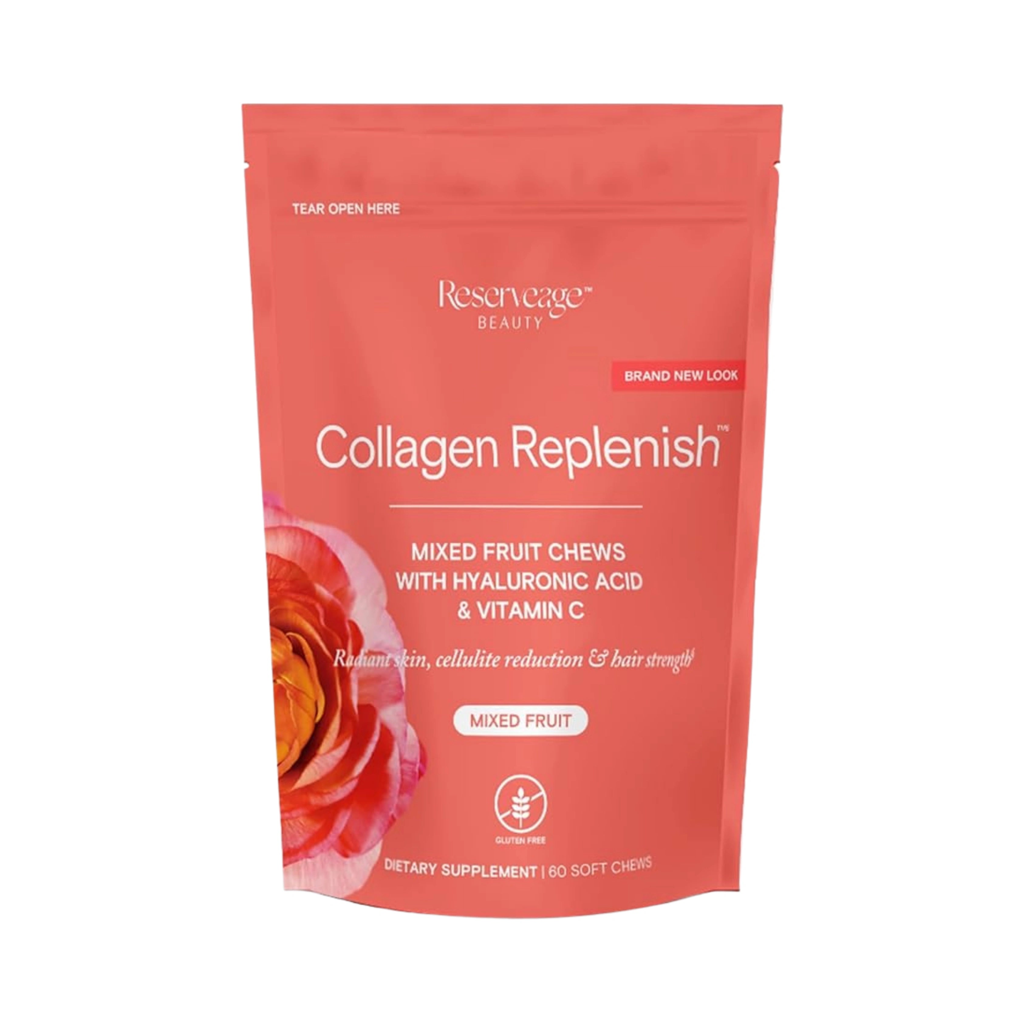 Reserveage Beauty, Collagen Replenish Chews Mixed Fruit Flavor, 60 count