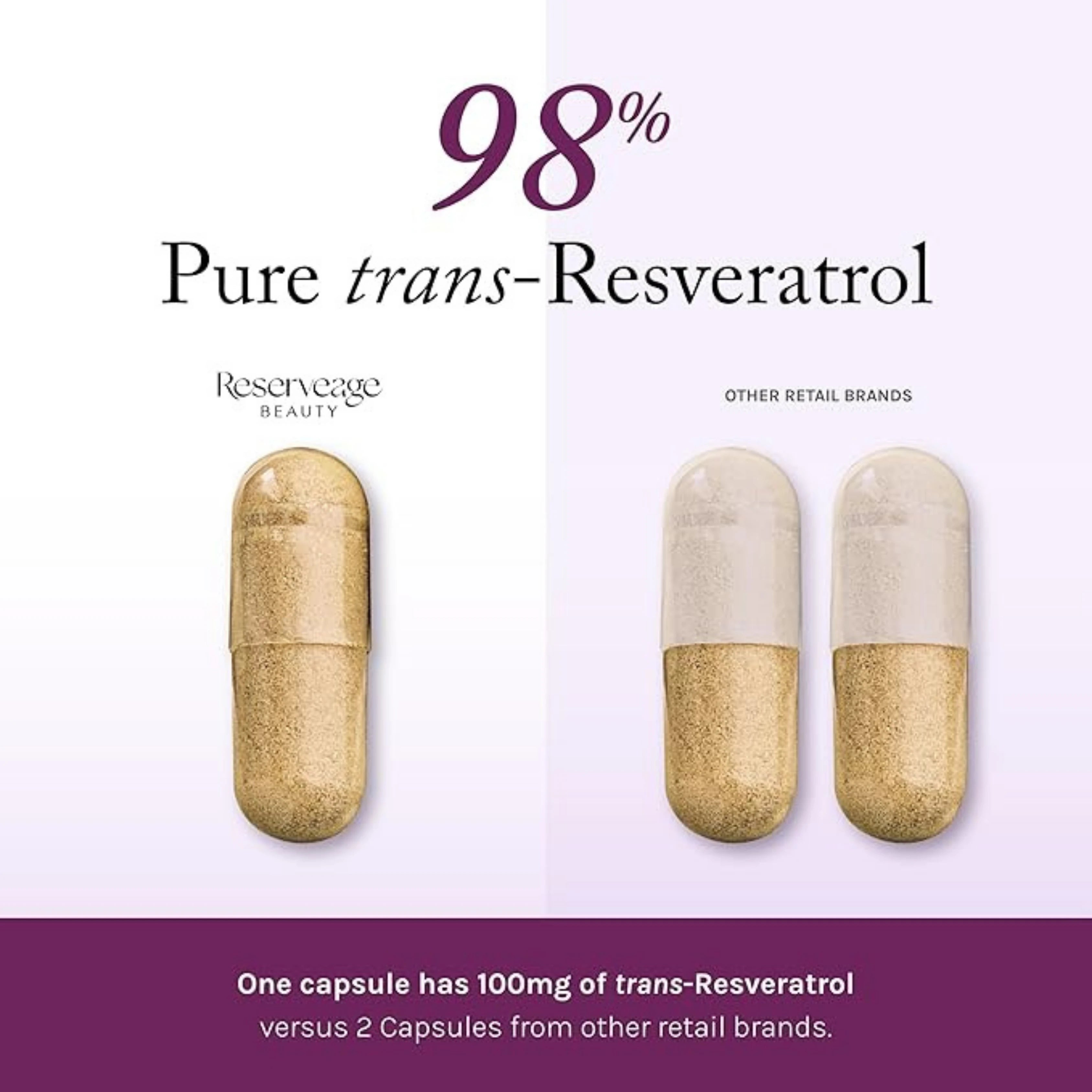 Reserveage Beauty, Resveratrol, 100 mg, 30 Veggie Capsules