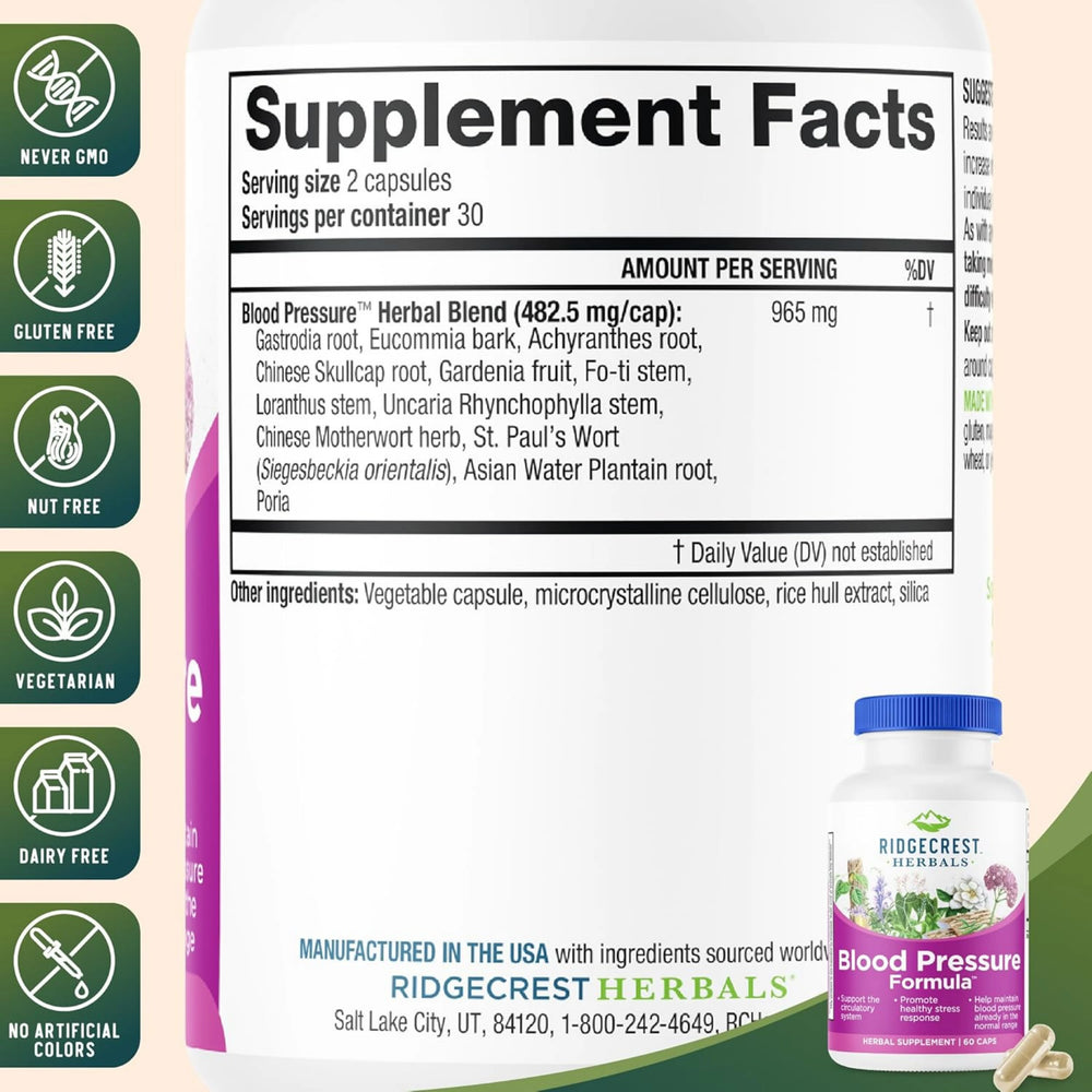 Ridgecrest Herbals, Blood Pressure Formula, 60 Capsules