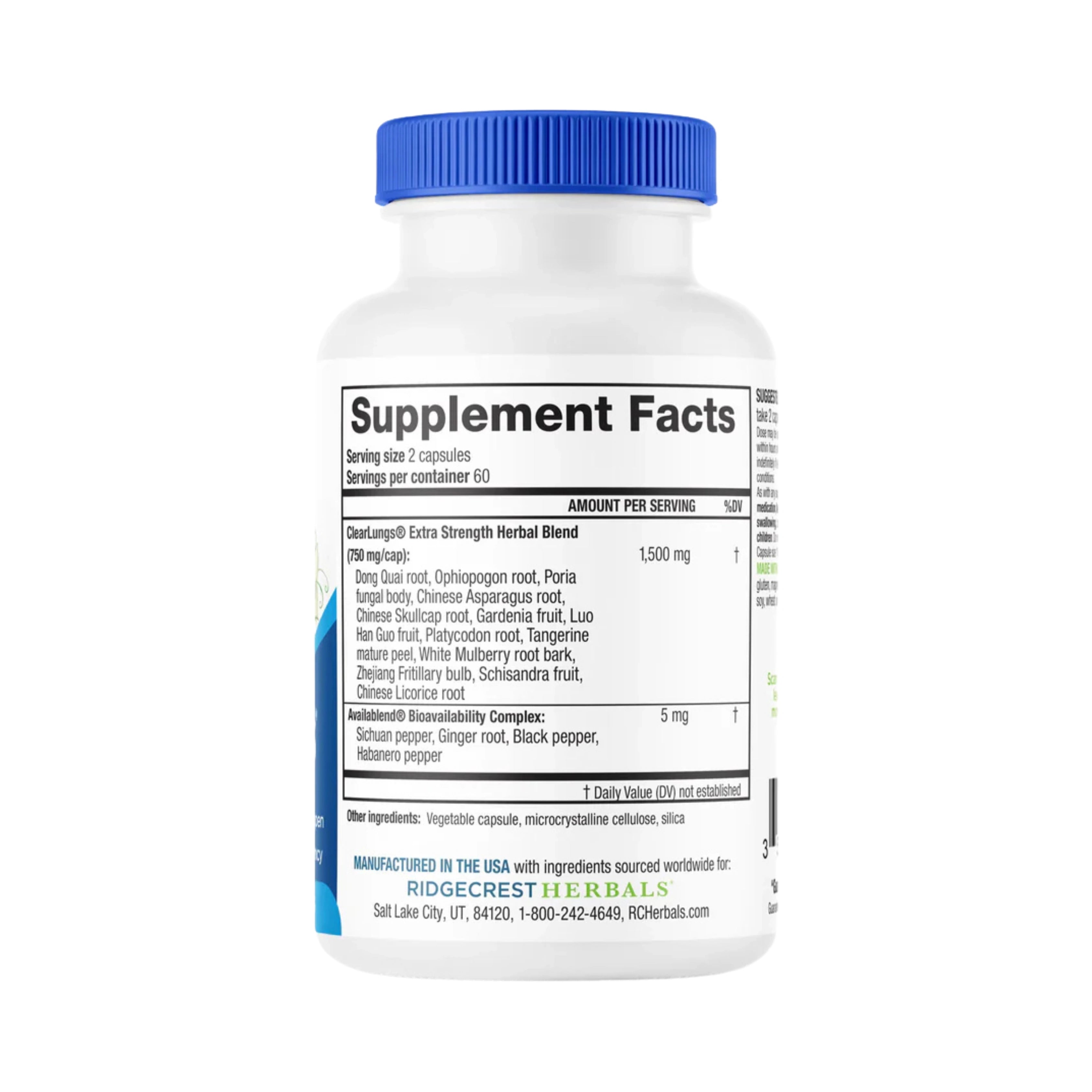 Ridgecrest Herbals, ClearLungs Extra Strength,  60 Capsules