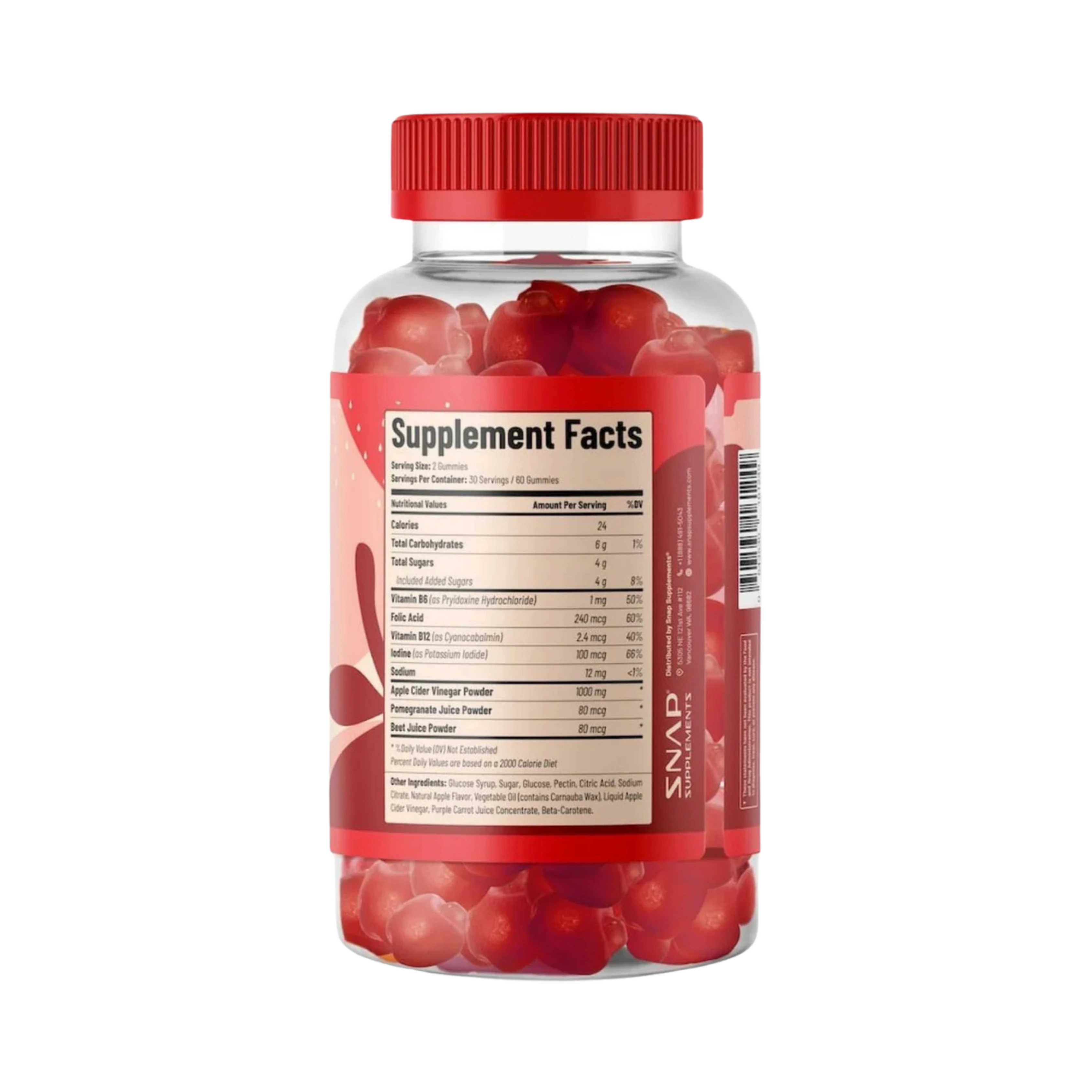 Snap Supplements, Apple Cider Vinegar with the Mother, 60 gummies