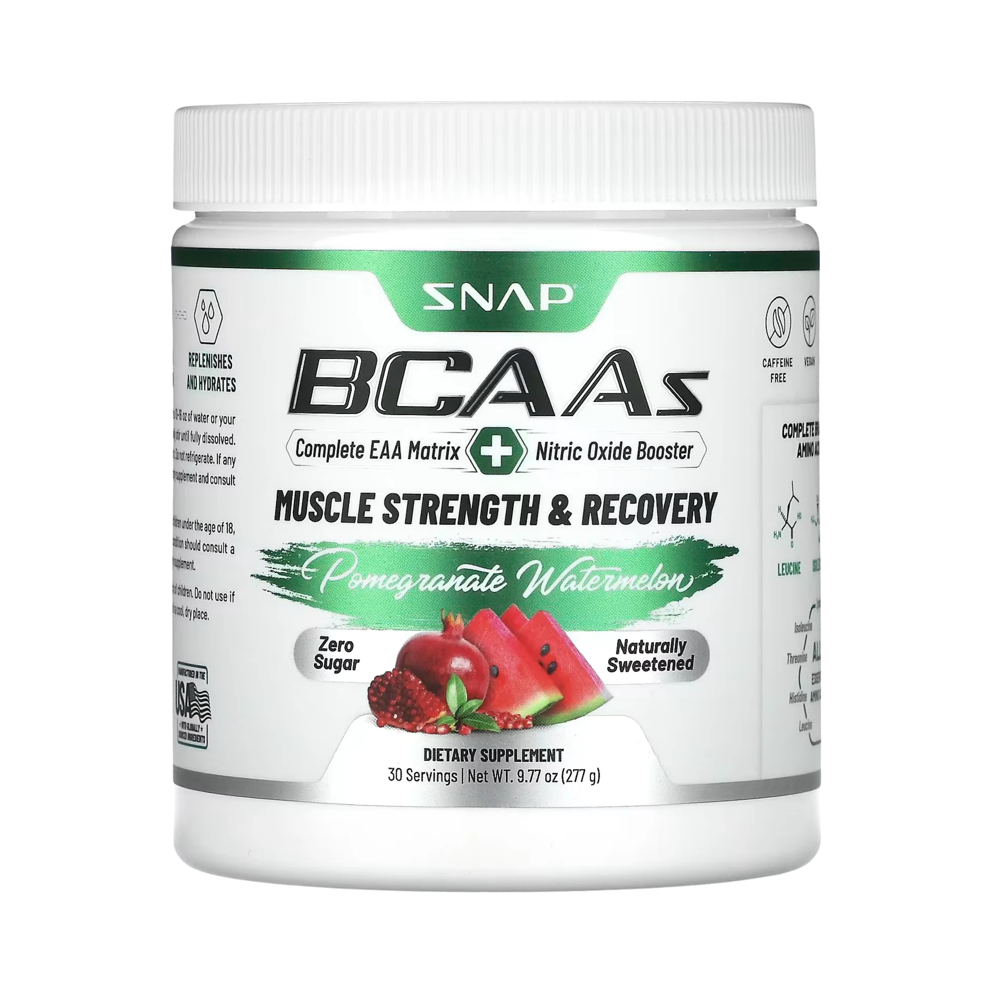 Snap Supplements, BCAAs, Pomegranate Watermelon, 9.77 Oz
