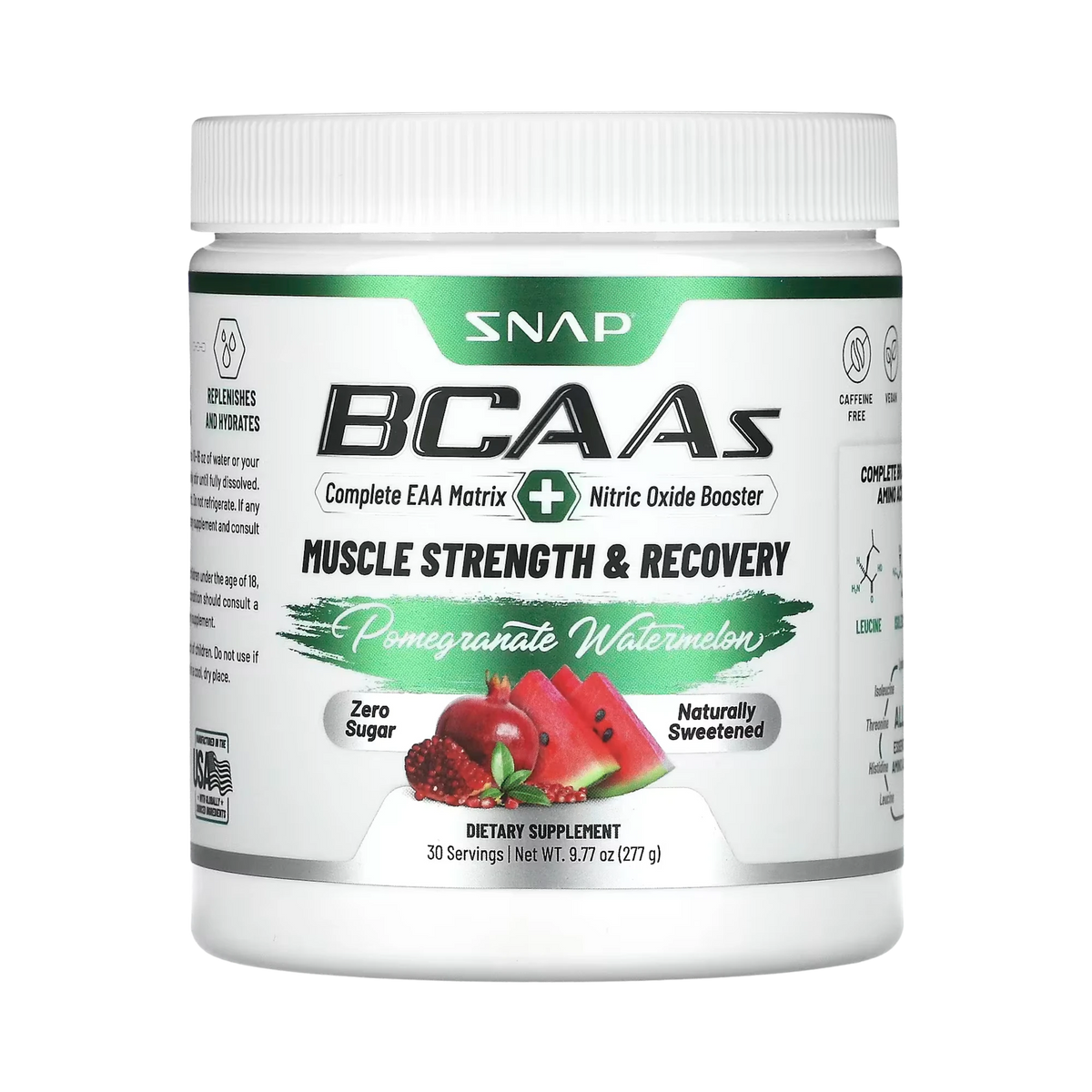 Snap Supplements, BCAAs, Pomegranate Watermelon, 9.77 Oz