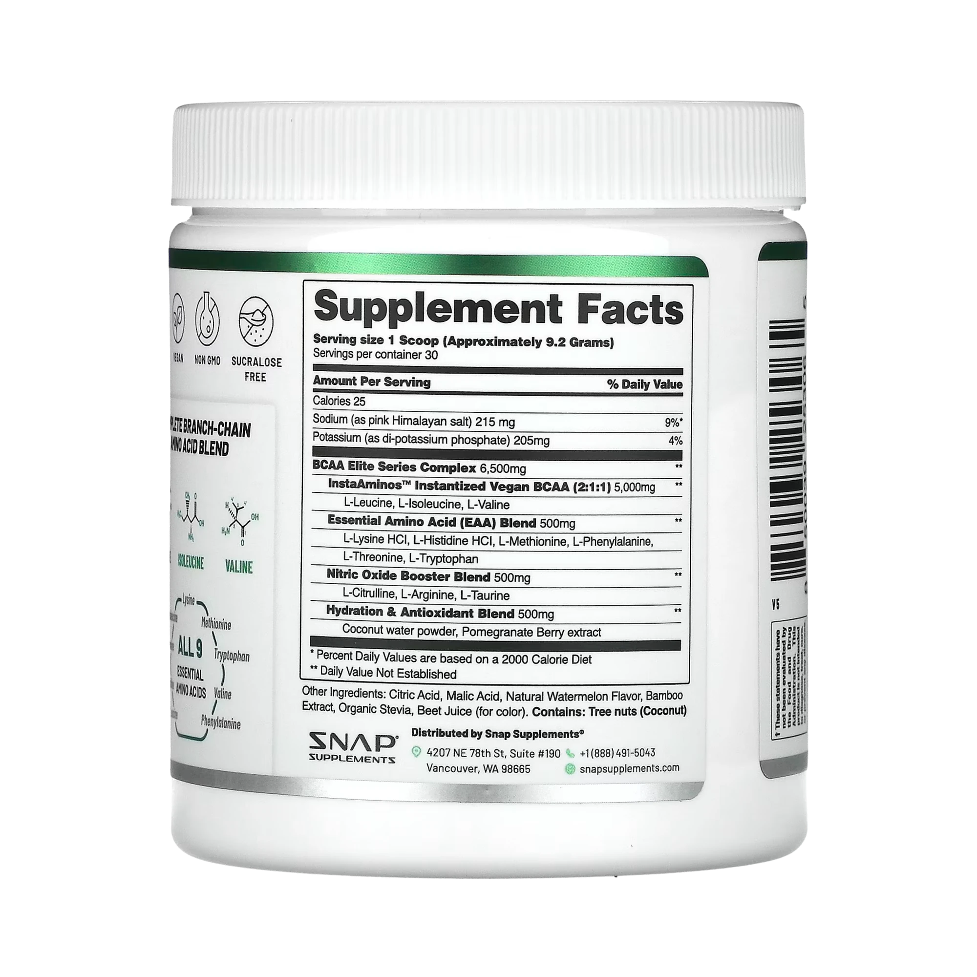Snap Supplements, BCAAs, Pomegranate Watermelon, 9.77 Oz