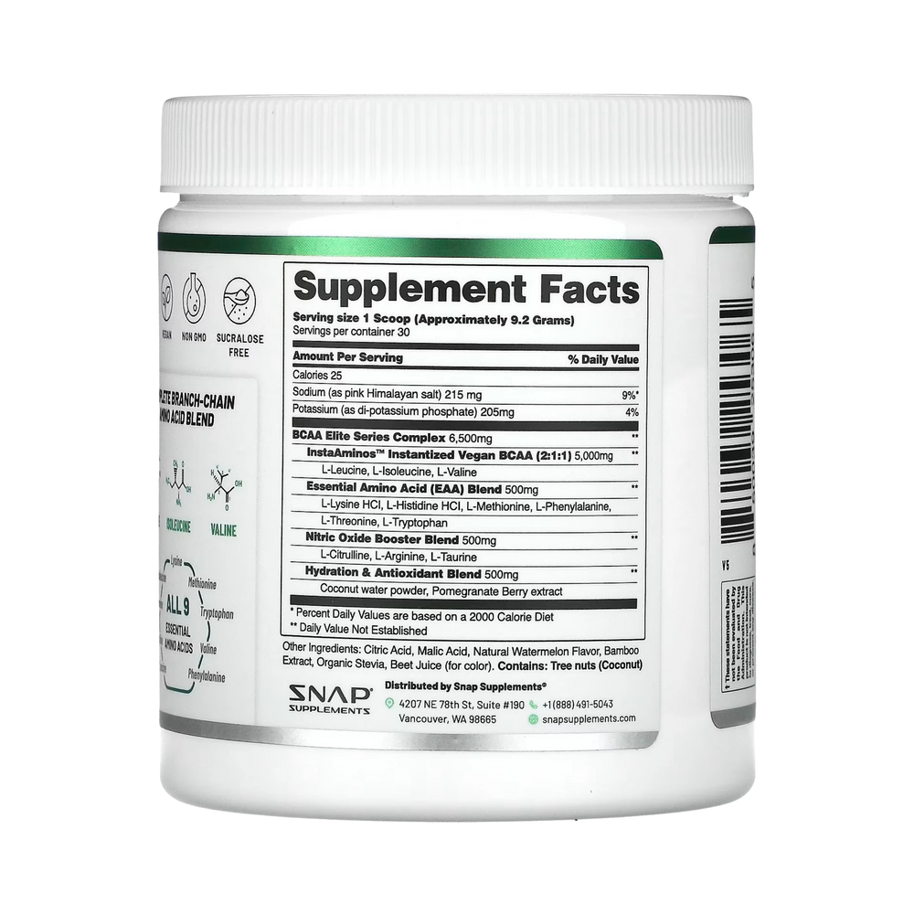 Snap Supplements, BCAAs, Pomegranate Watermelon, 9.77 Oz