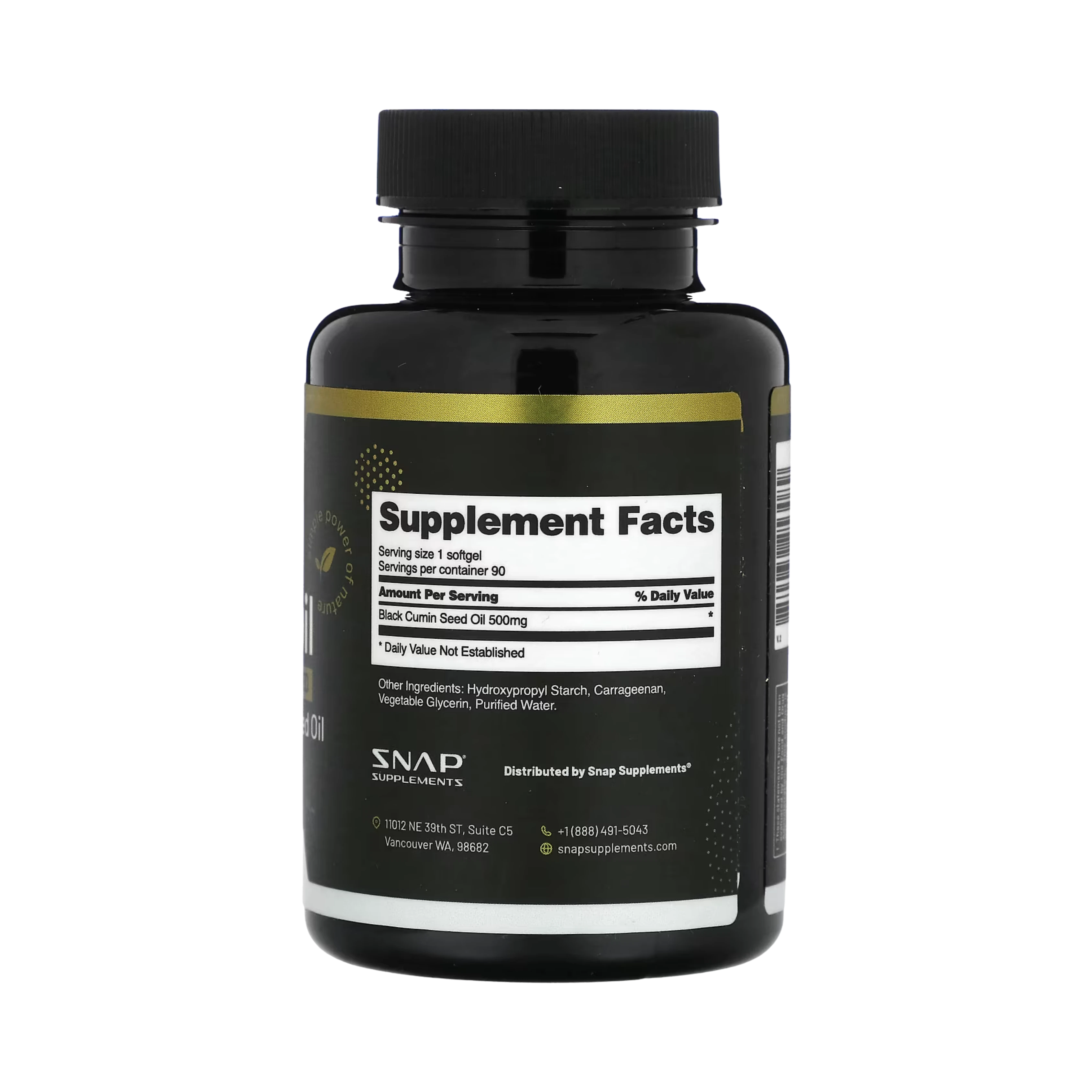 Snap Supplements, Black Seed Oil, 500 Mg, 90 Softgel Capsules