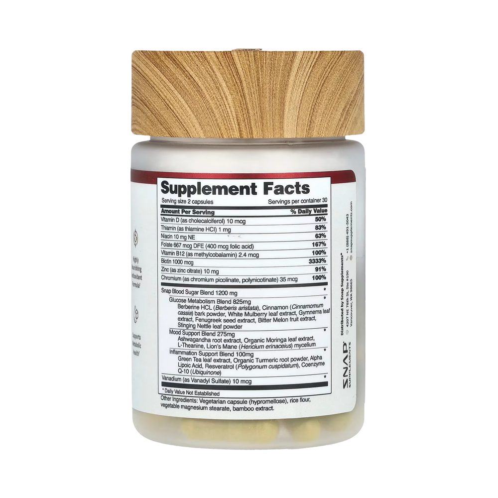 Snap Supplements, Blood Sugar, 60 Capsules