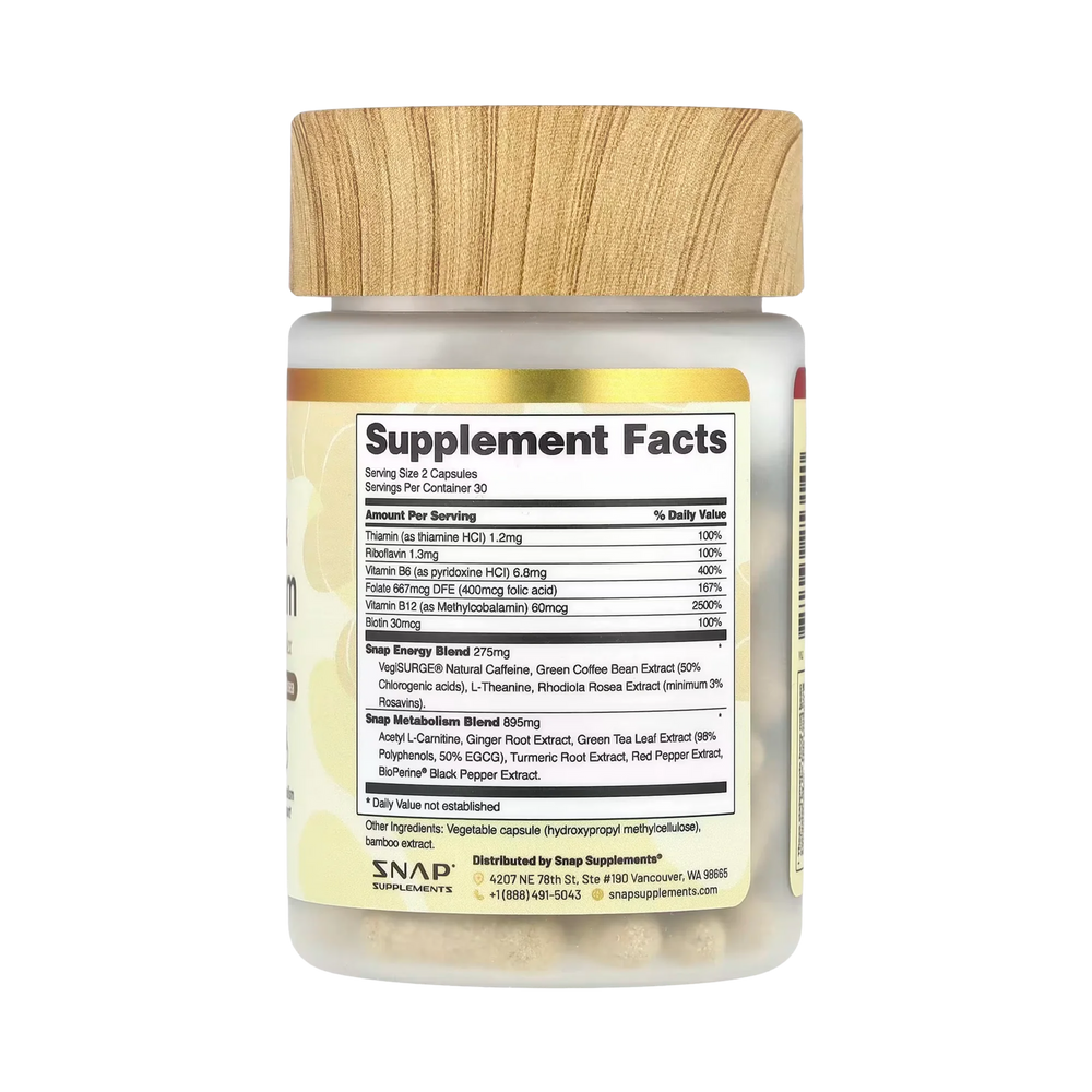 Snap Supplements, Energy & Metabolism, 60 Capsules