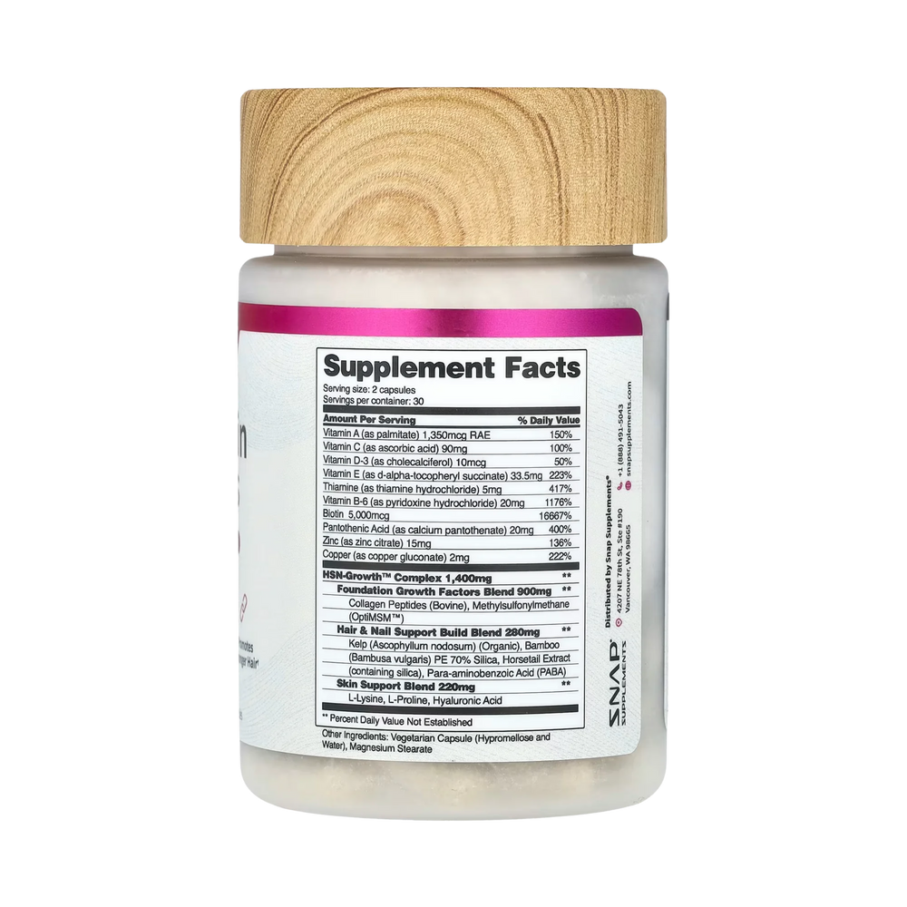 Snap Supplements, Hair, Skin & Nails, 60 Capsules