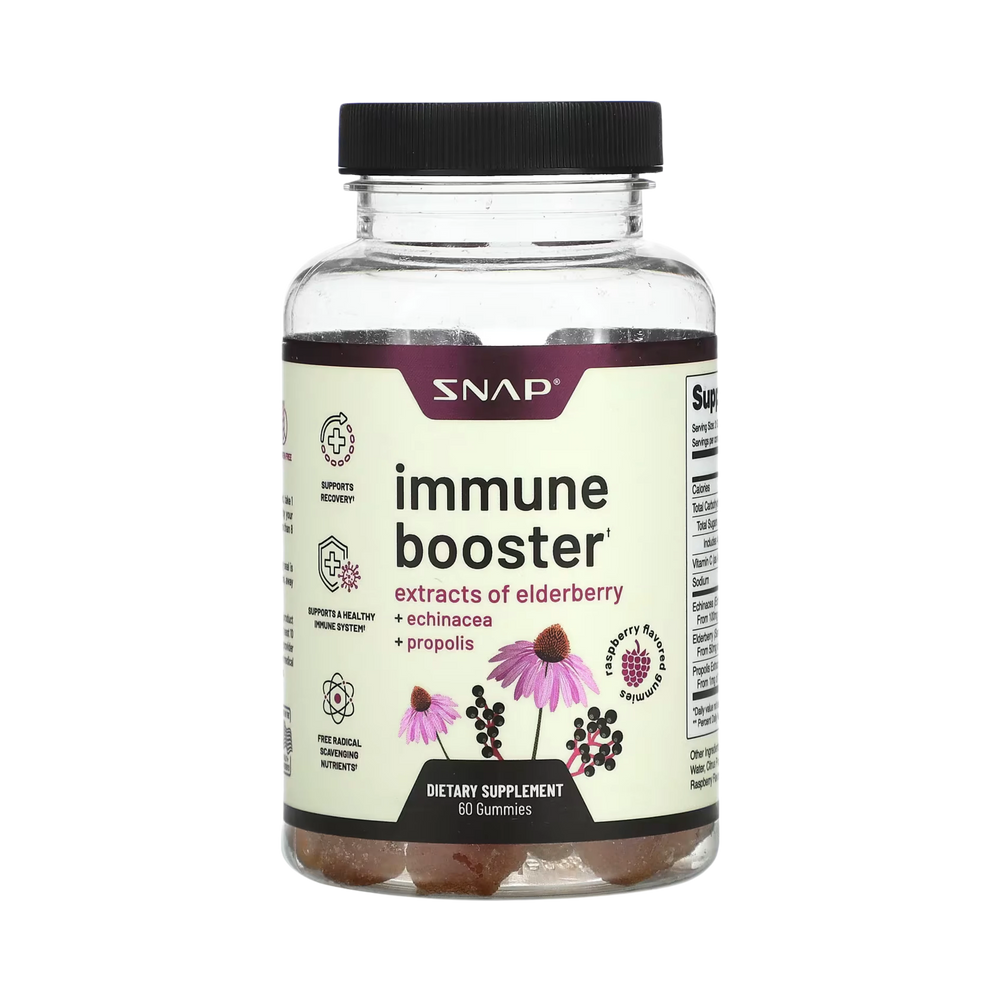 Snap Supplements, Immune Booster Gummies, Raspberry, 60 Gummies