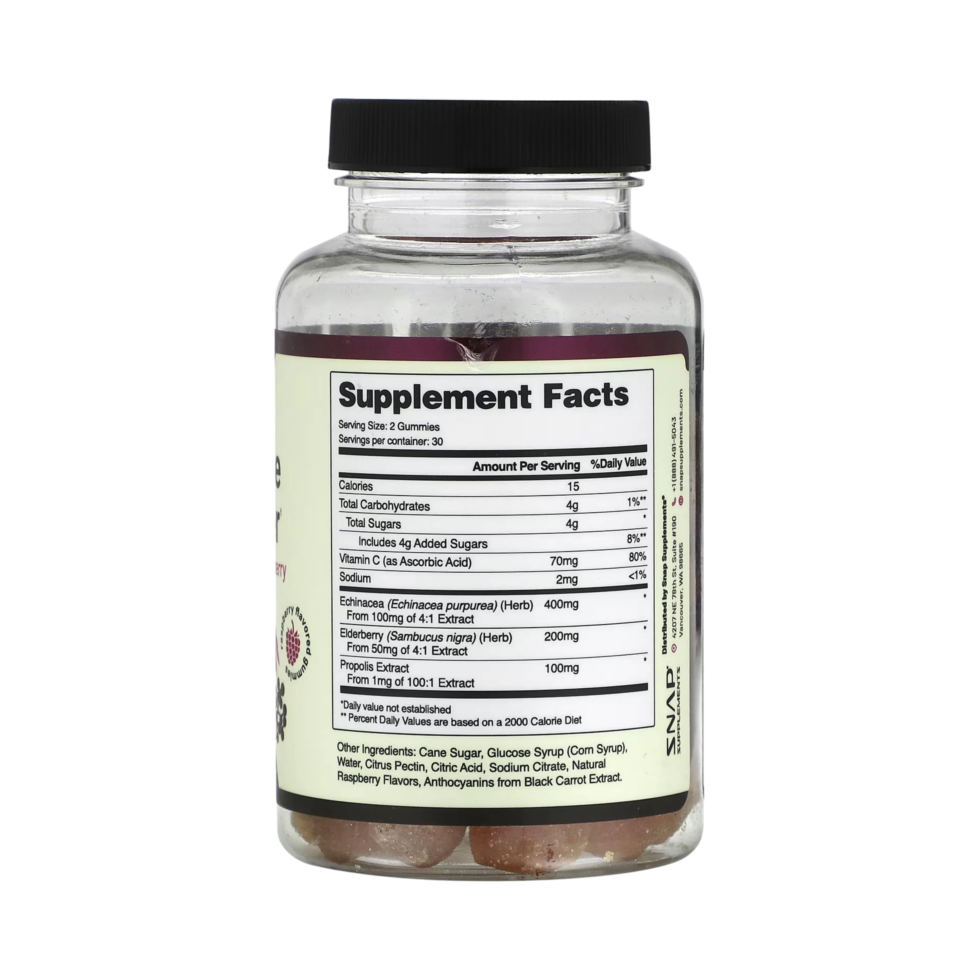 Snap Supplements, Immune Booster Gummies, Raspberry, 60 Gummies