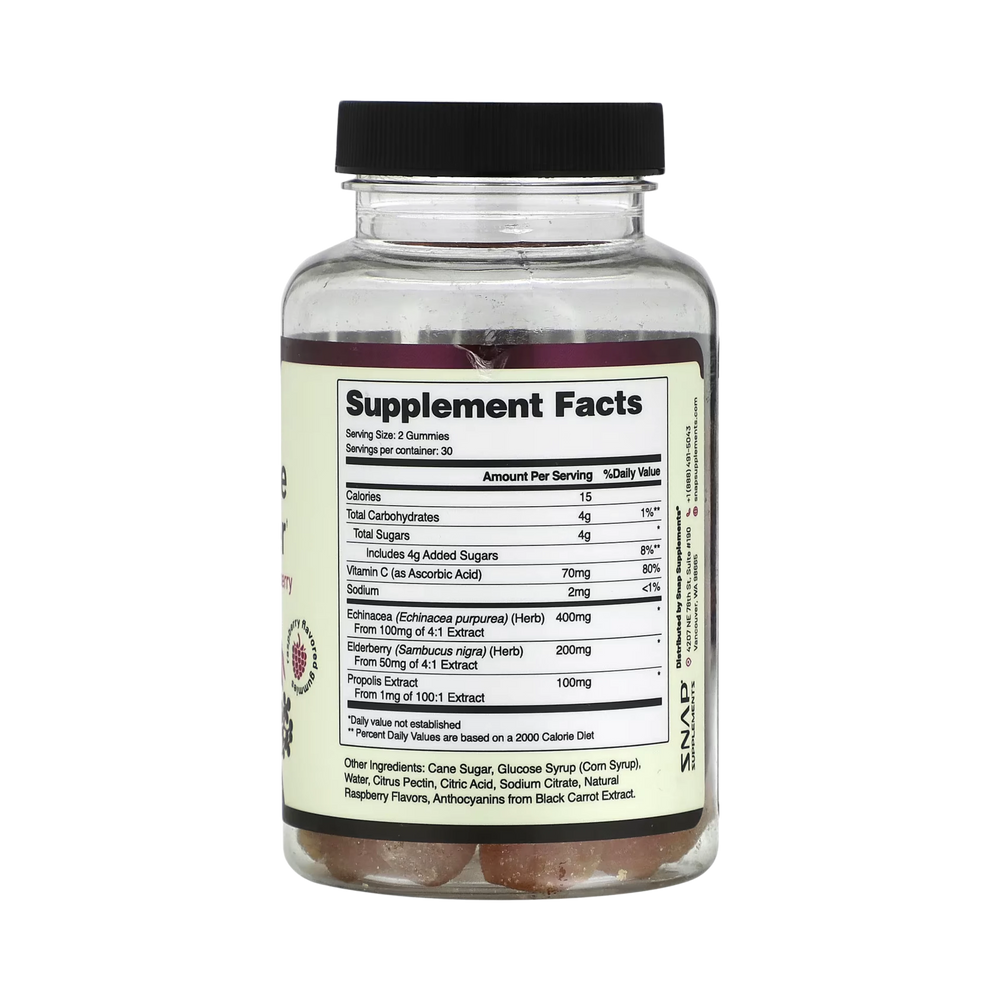Snap Supplements, Immune Booster Gummies, Raspberry, 60 Gummies