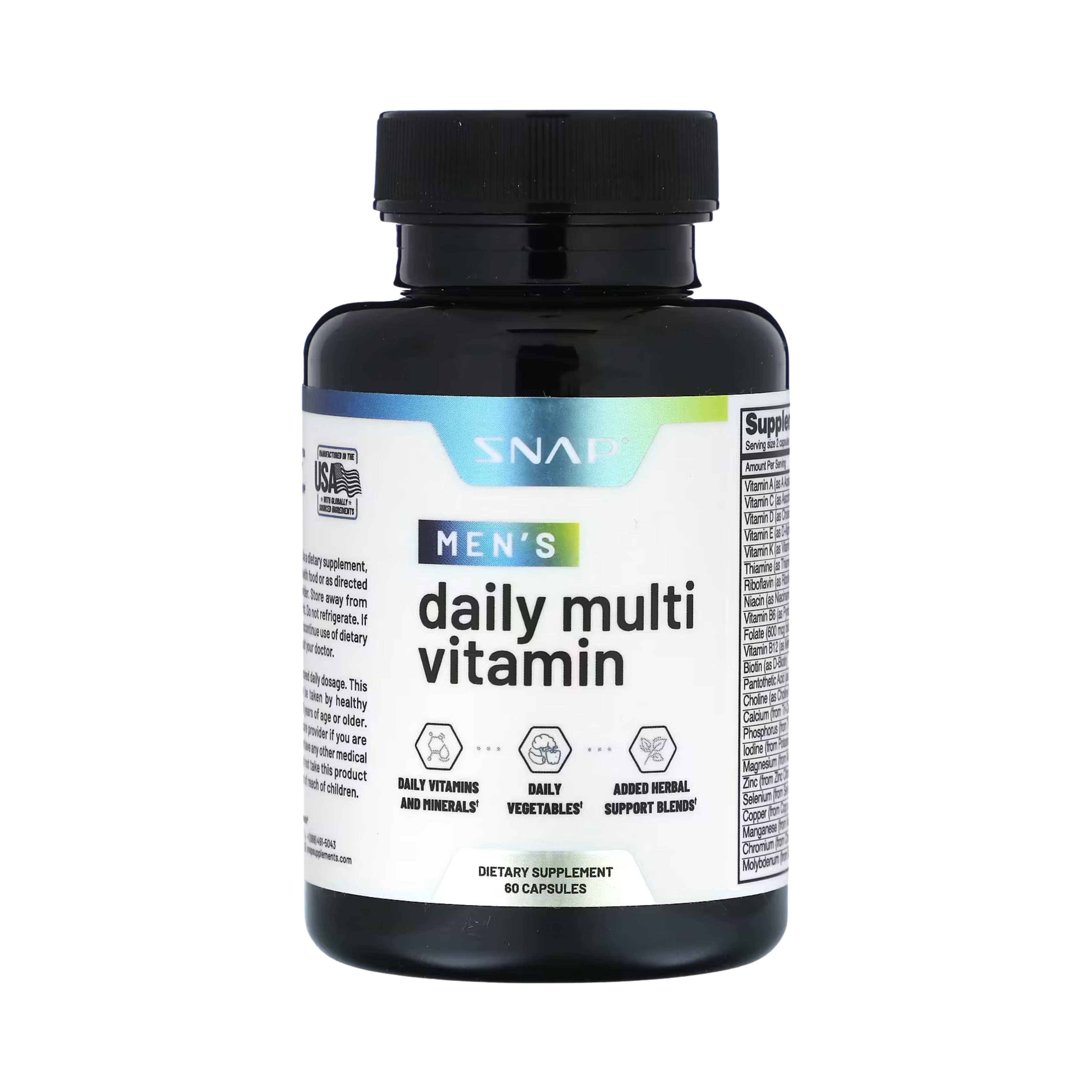 Snap Supplements, Men's Daily Multi Vitamin, 60 Capsules
