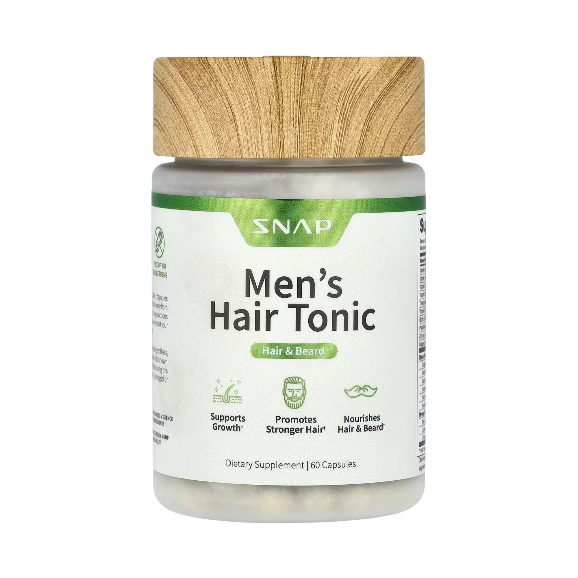Snap Supplements, Men's Hair Tonic, Hair & Beard, 60 Capsules