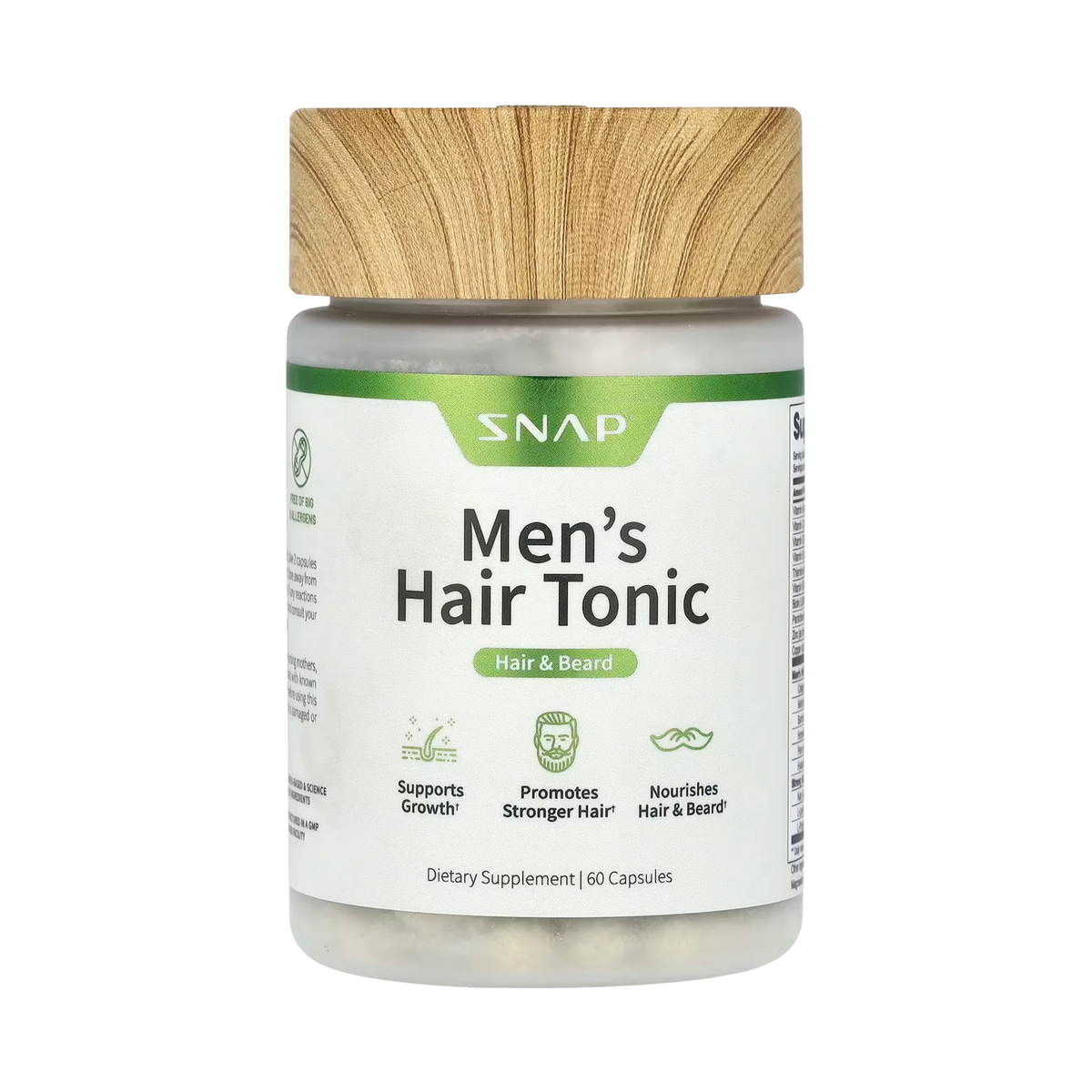 Snap Supplements, Men's Hair Tonic, Hair & Beard, 60 Capsules