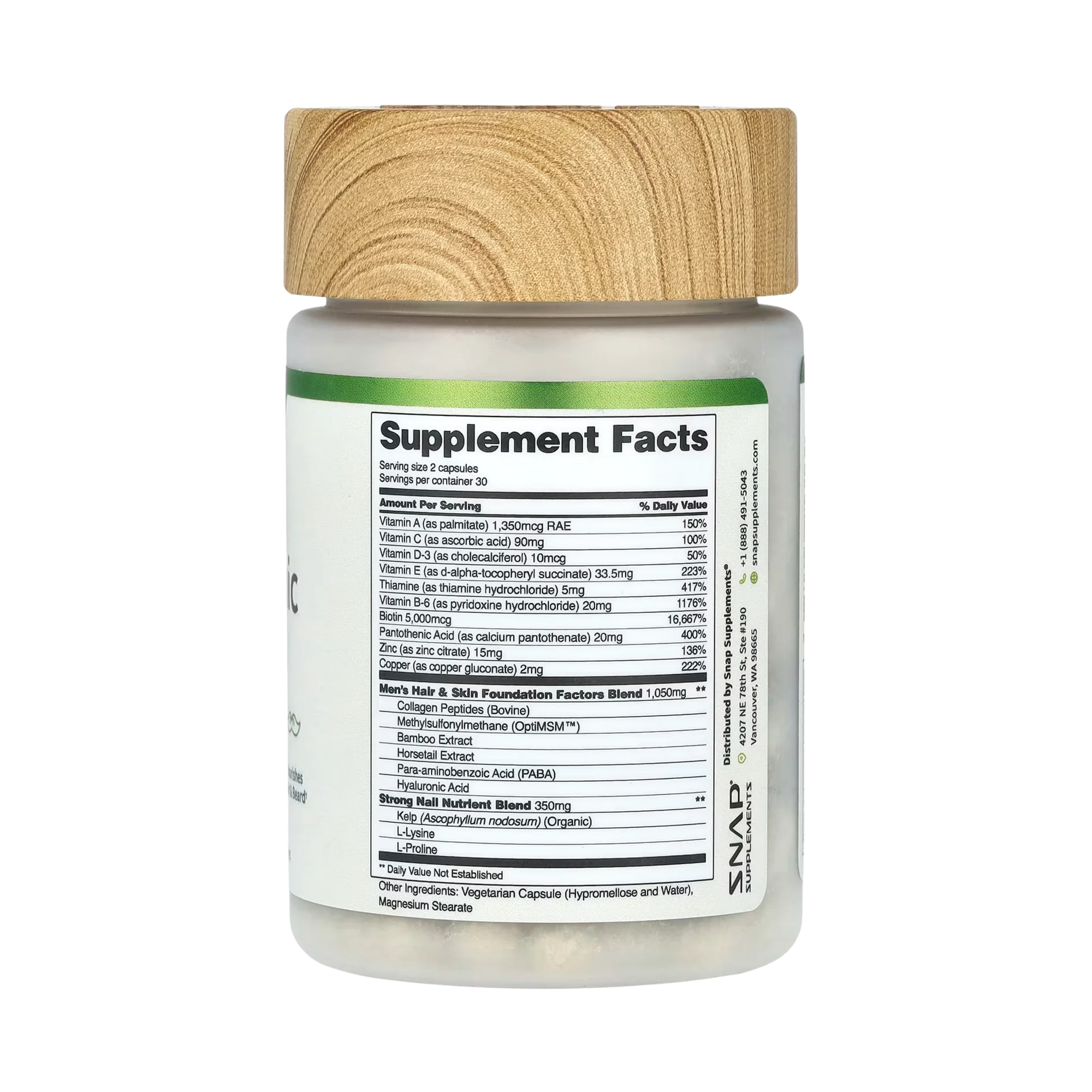 Snap Supplements, Men's Hair Tonic, Hair & Beard, 60 Capsules