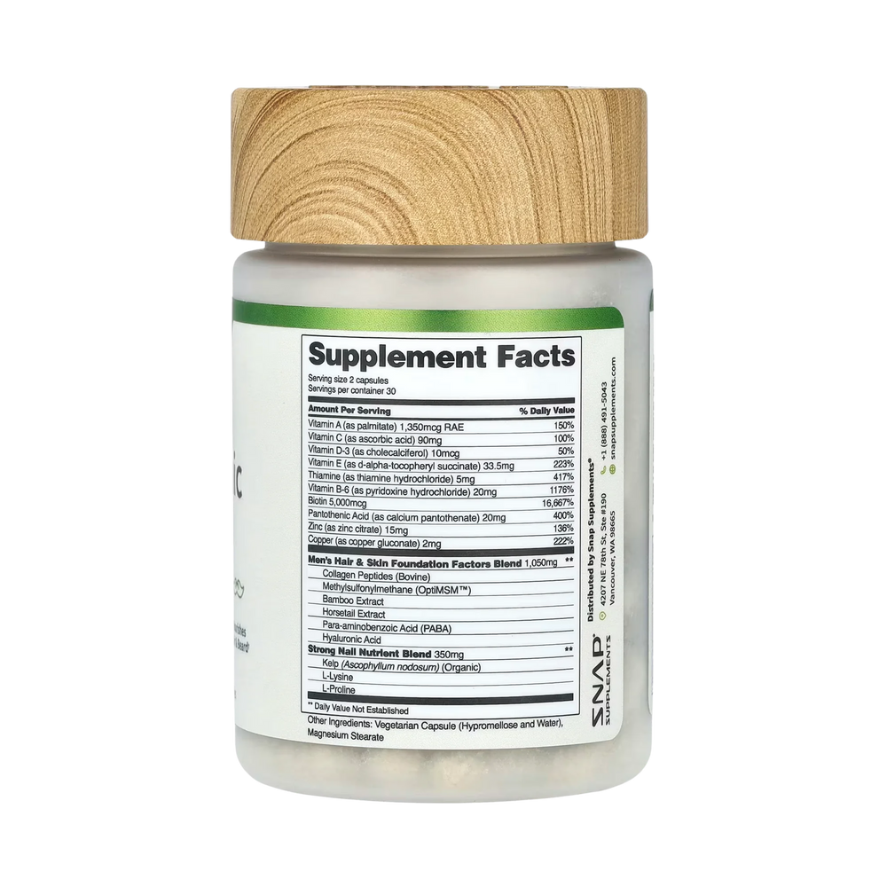 Snap Supplements, Men's Hair Tonic, Hair & Beard, 60 Capsules