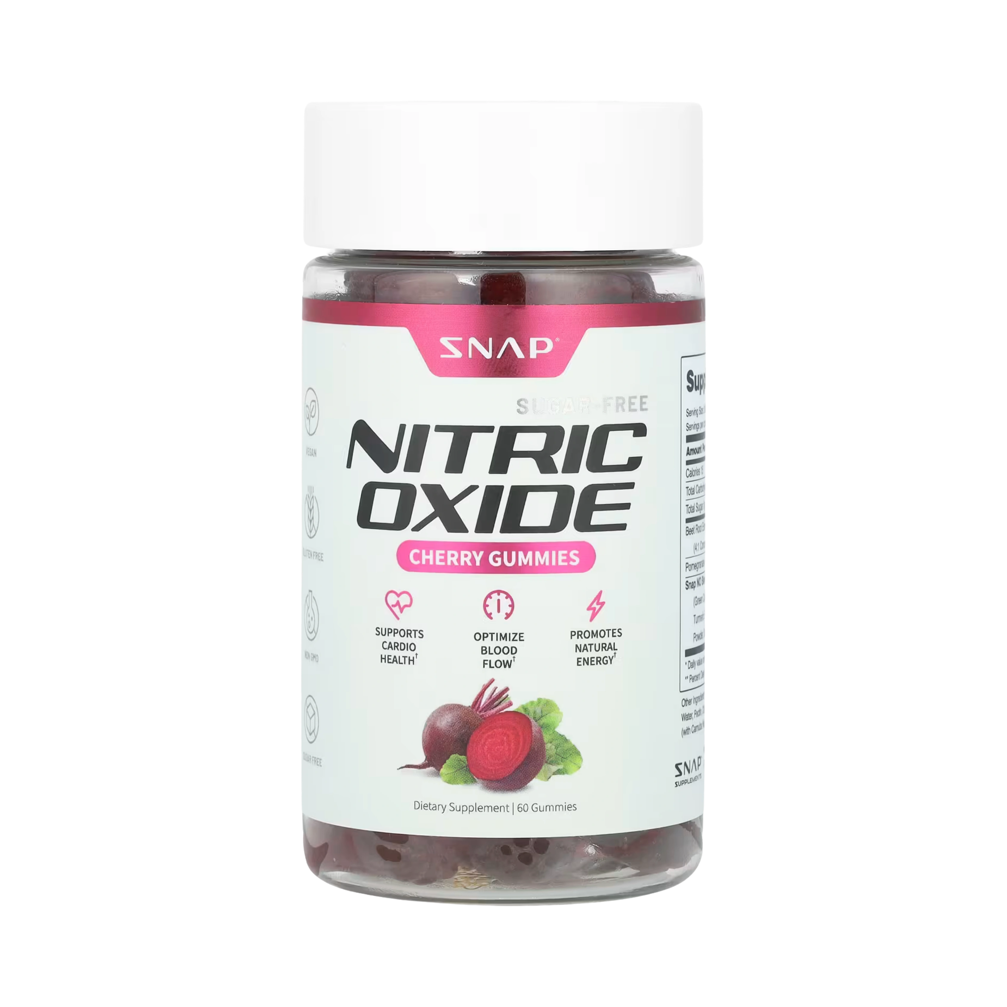 Snap Supplements, Nitric Oxide Gummies, Cherry, Sugar-Free, 60 Gummies