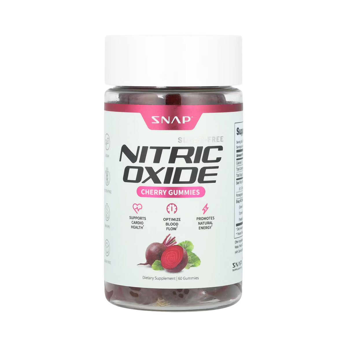 Snap Supplements, Nitric Oxide Gummies, Cherry, Sugar-Free, 60 Gummies