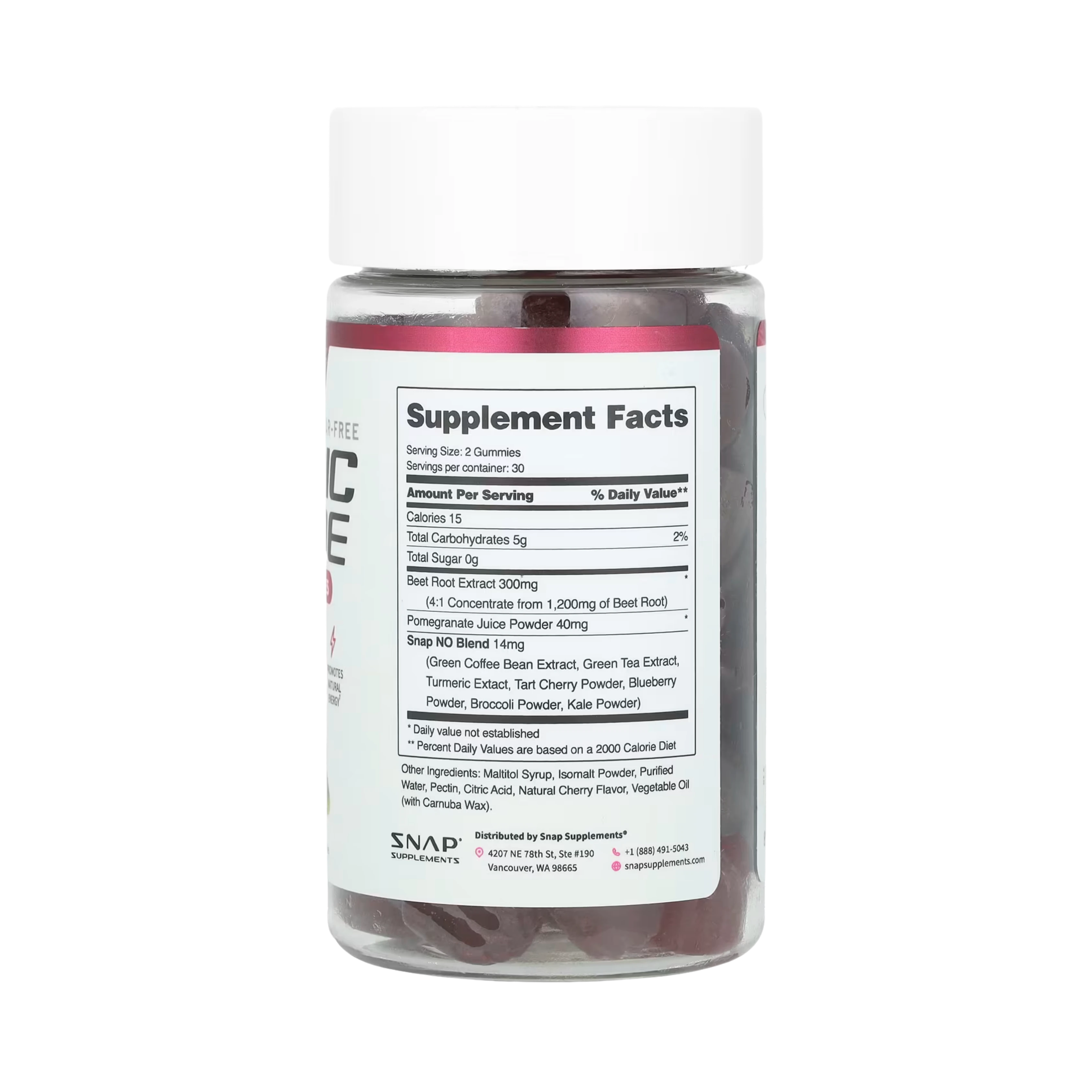 Snap Supplements, Nitric Oxide Gummies, Cherry, Sugar-Free, 60 Gummies