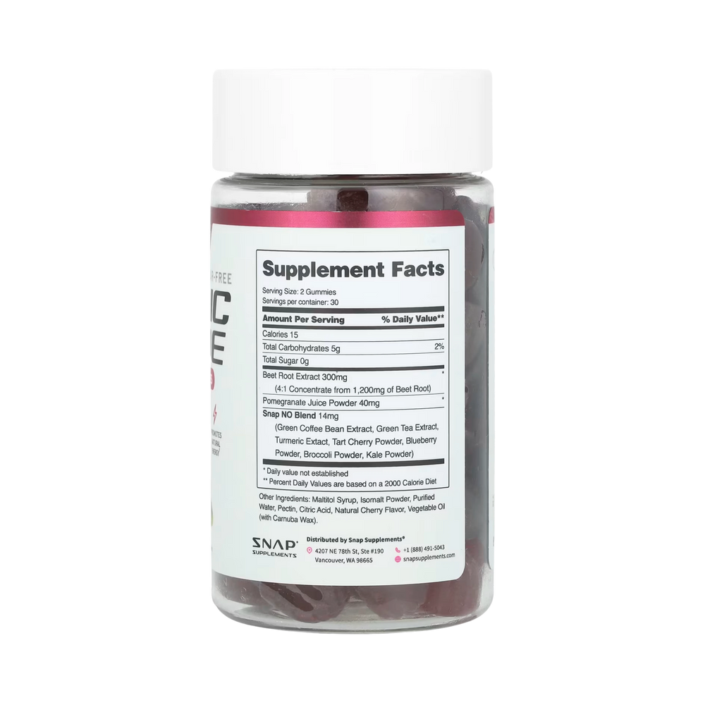 Snap Supplements, Nitric Oxide Gummies, Cherry, Sugar-Free, 60 Gummies