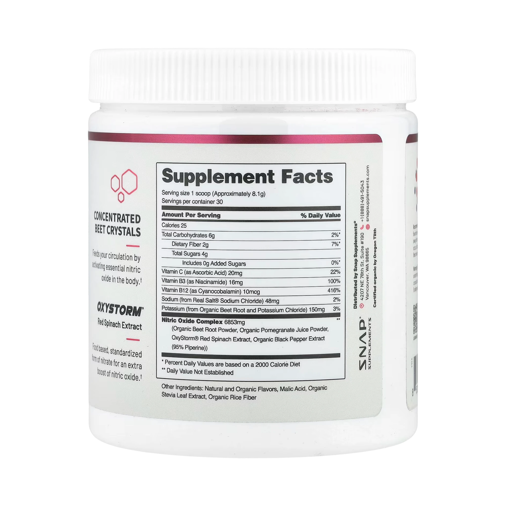 Snap Supplements, Nitric Oxide, Mixed Berry, 8.8 Oz