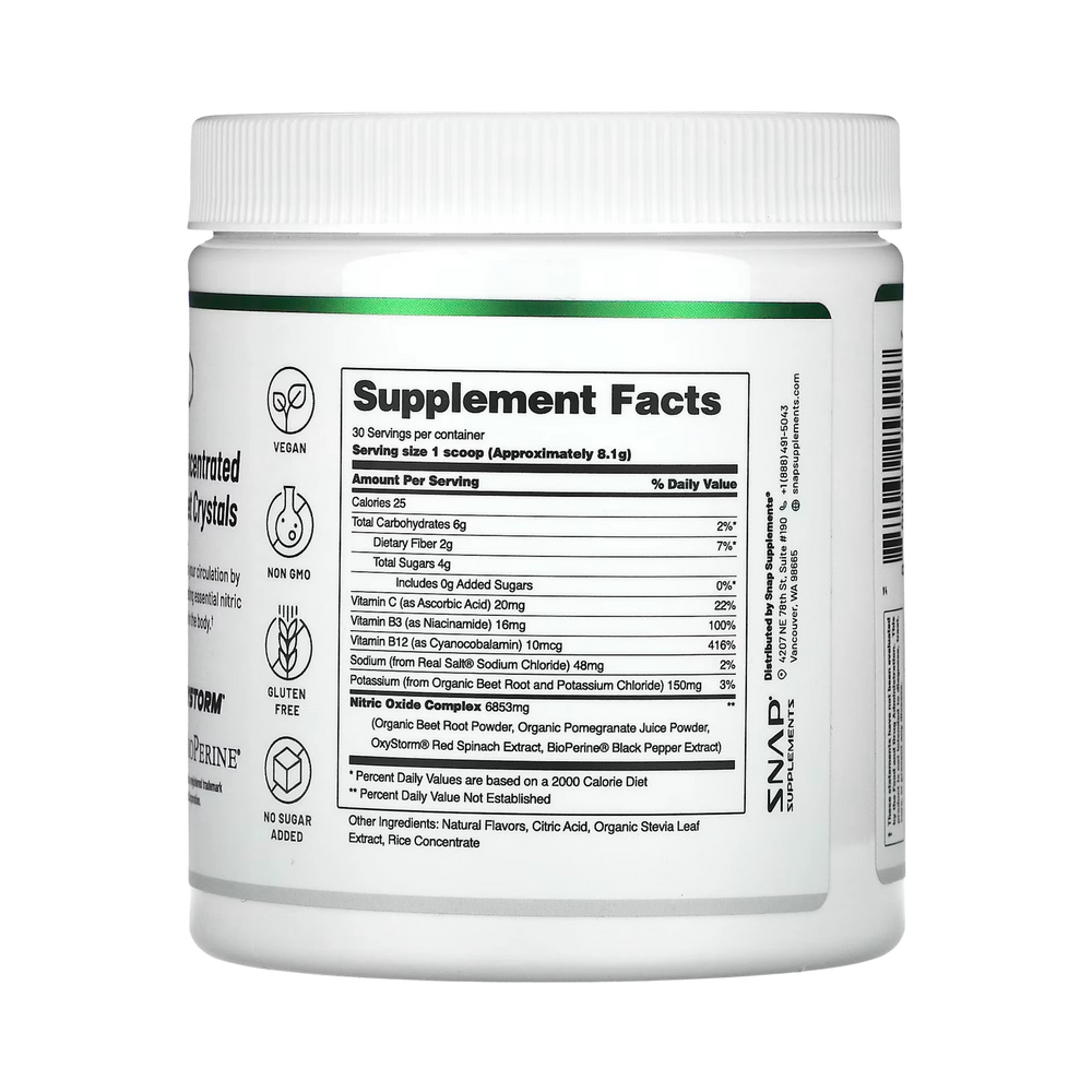 Snap Supplements, Nitric Oxide, Organic Beets, Apple, 8.8 Oz