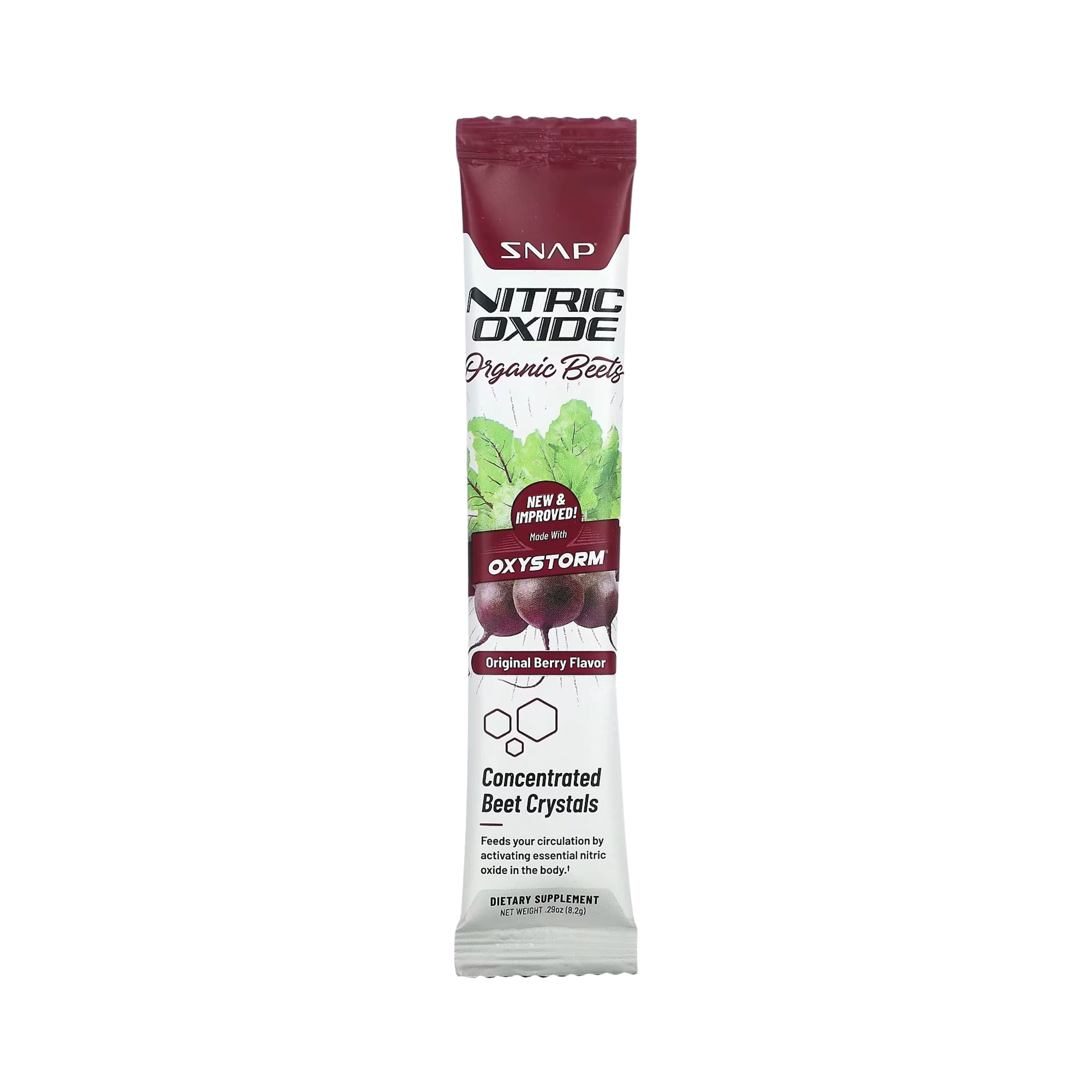 Snap Supplements, Nitric Oxide, Organic Beets, Original Berry, 10 Stick Packs, 0.29 Oz