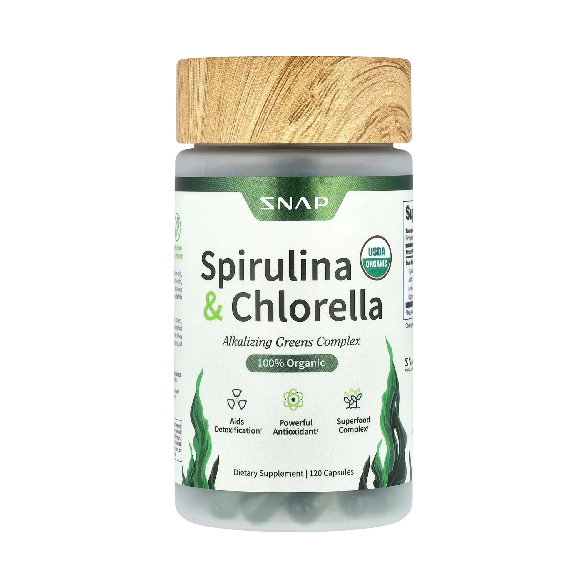 Snap Supplements, Spirulina & Chlorella, 120 Capsules