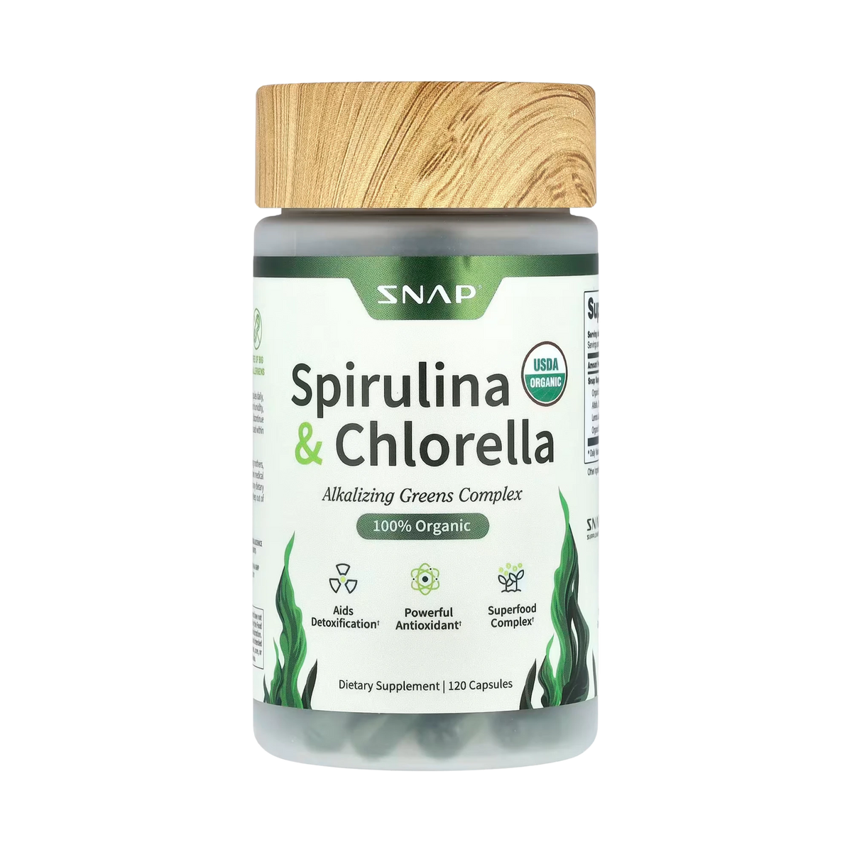 Snap Supplements, Spirulina & Chlorella, 120 Capsules