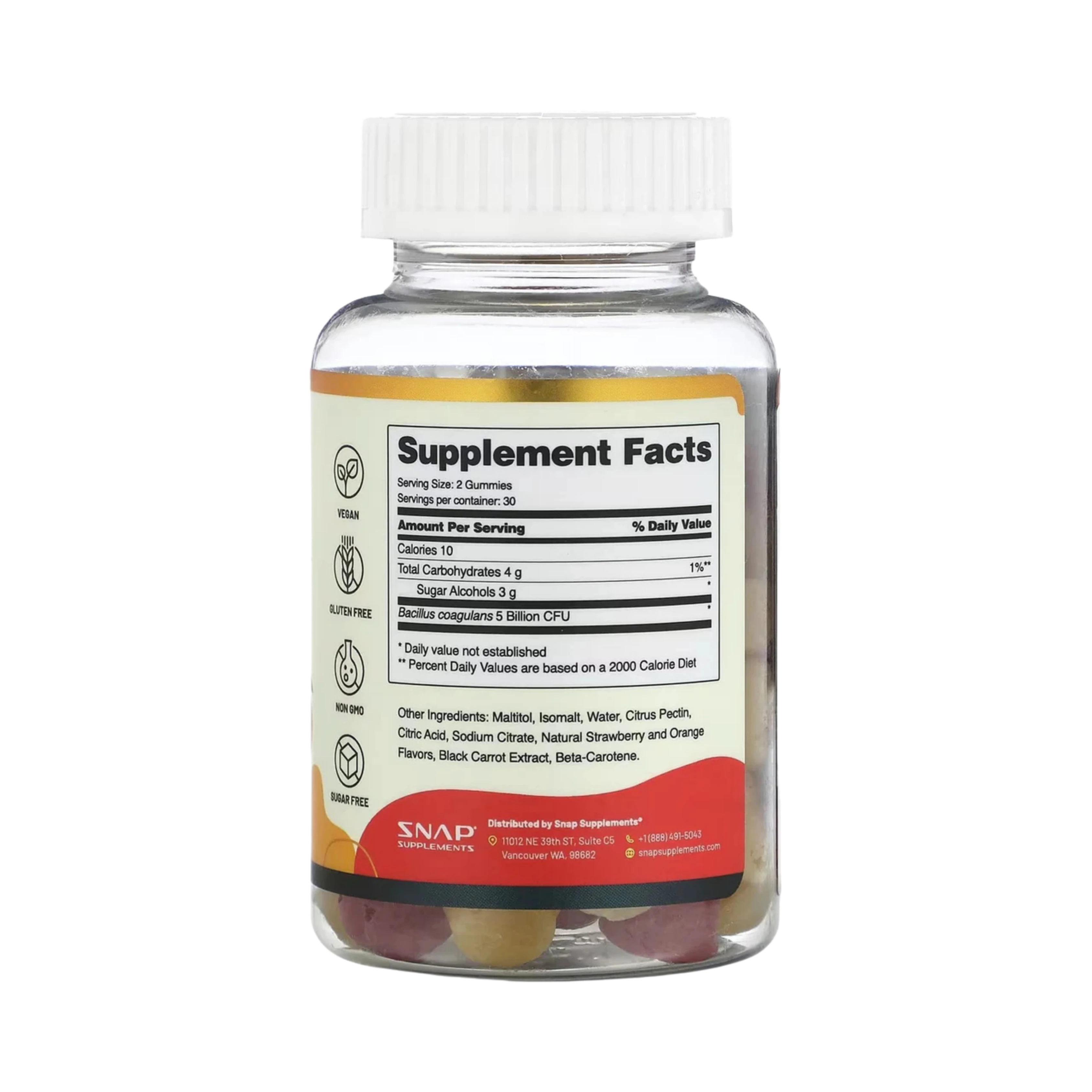 Snap Supplements, Sugar-Free Probiotic Gummies, 60 Gummies