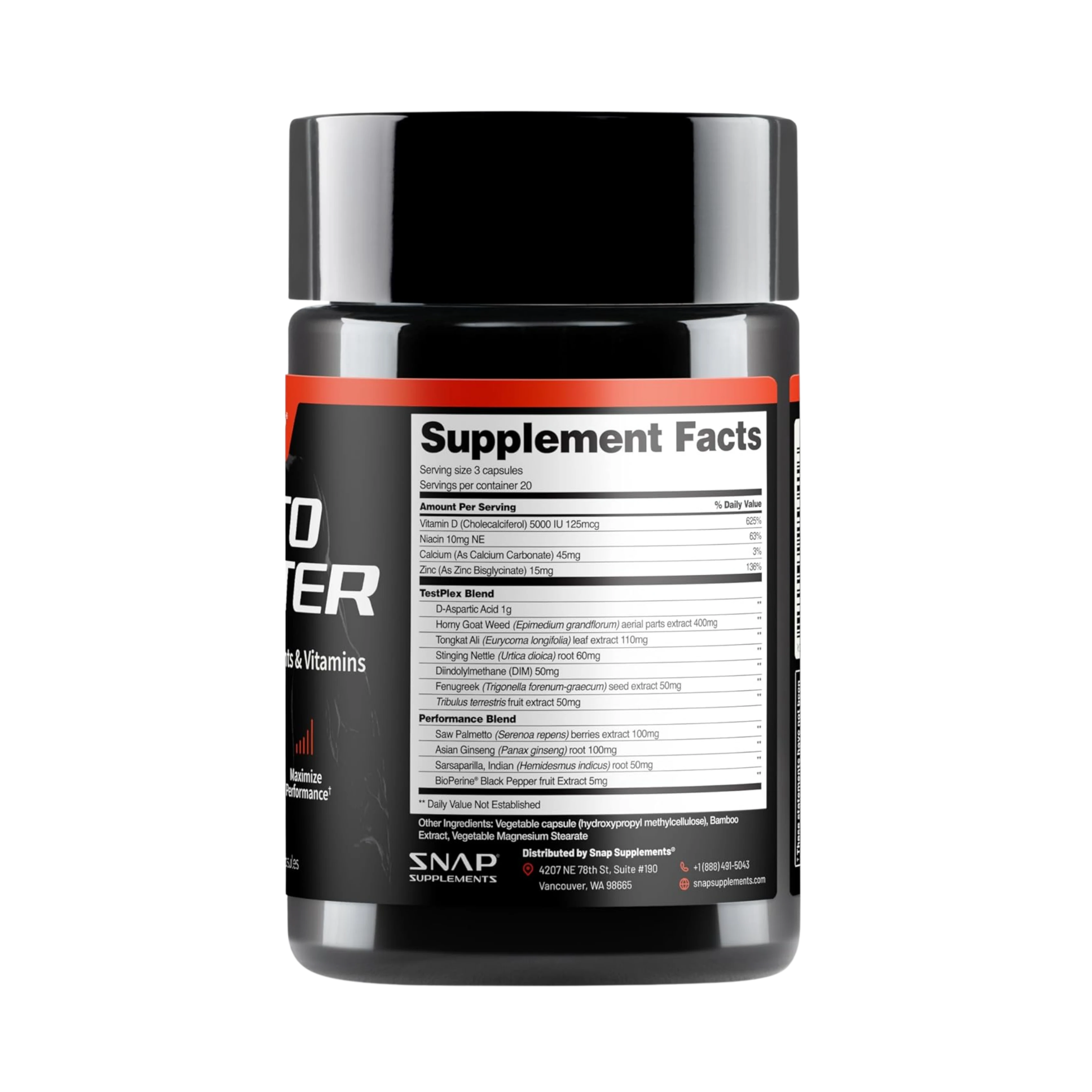 Snap Supplements, Testo Booster, 60 Capsules