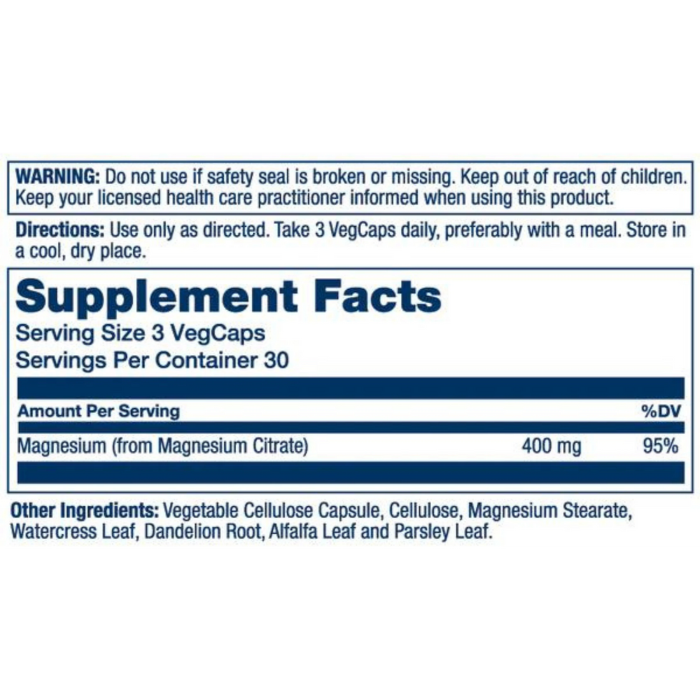Solaray, Magnesium Citrate, 400 Mg, 90 Capsules