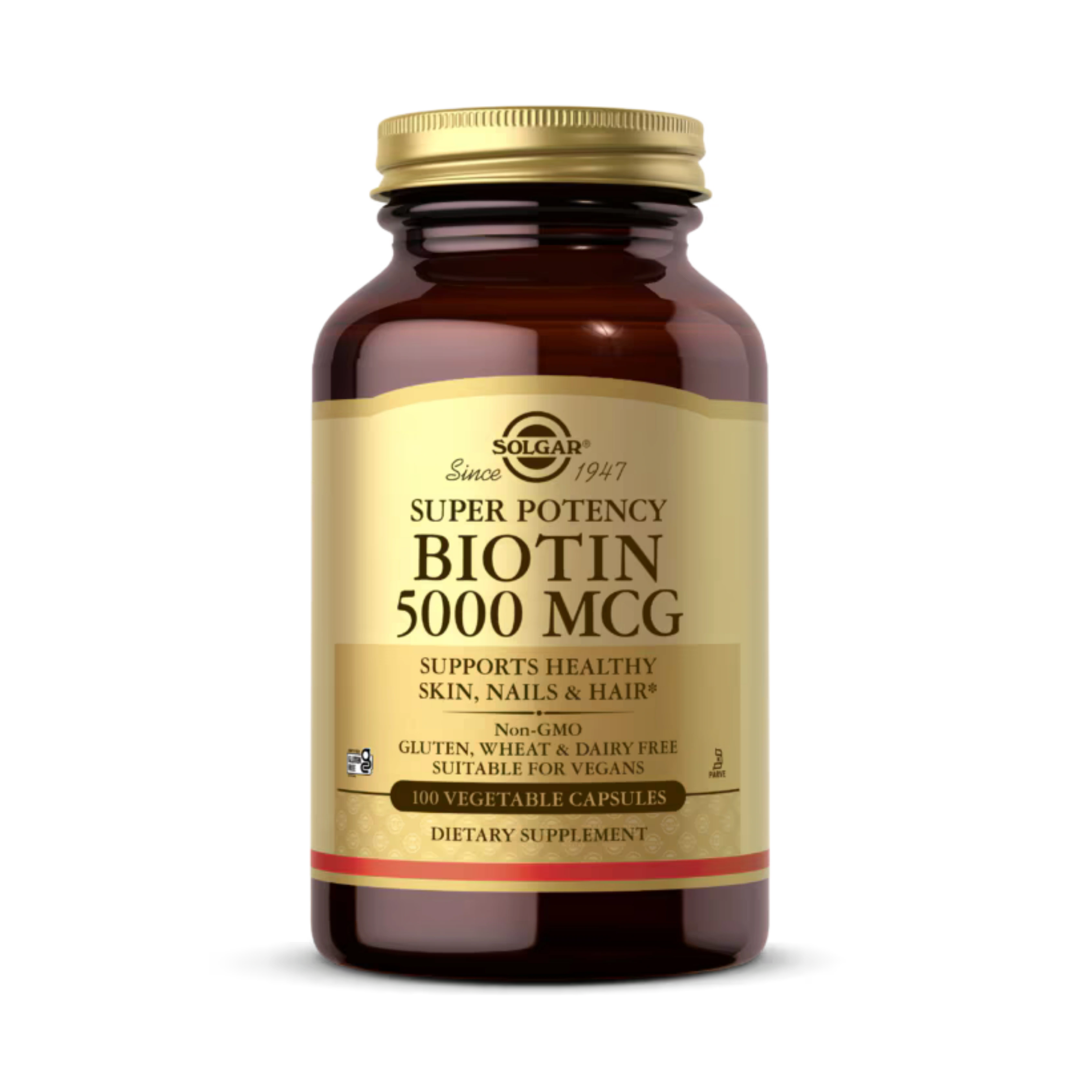 Solgar, Biotin, 5,000 Mcg, 100 Vegetable Capsules