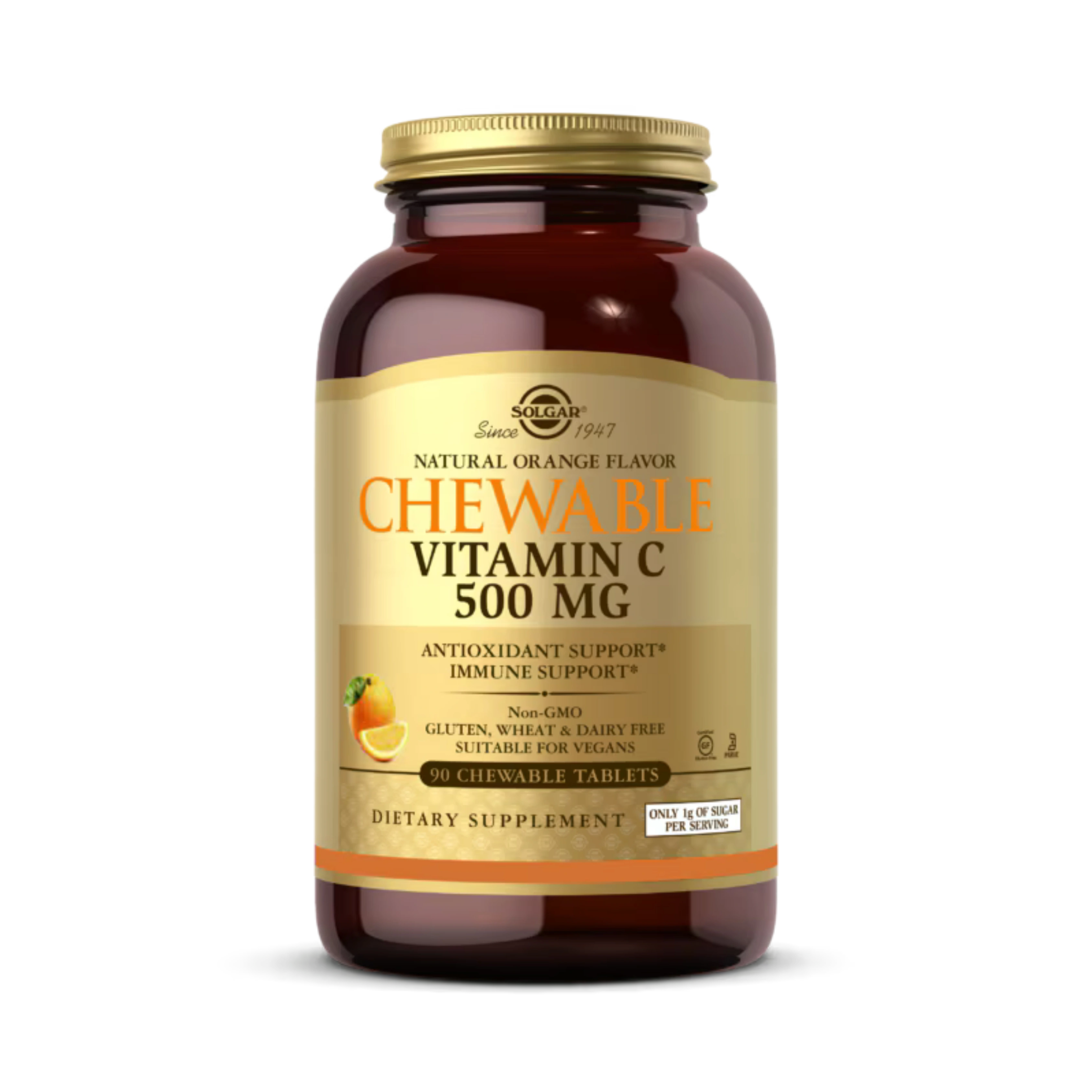 Solgar, Chewable Vitamin C, Natural Orange, 500 Mg, 90 Chewable Tablets
