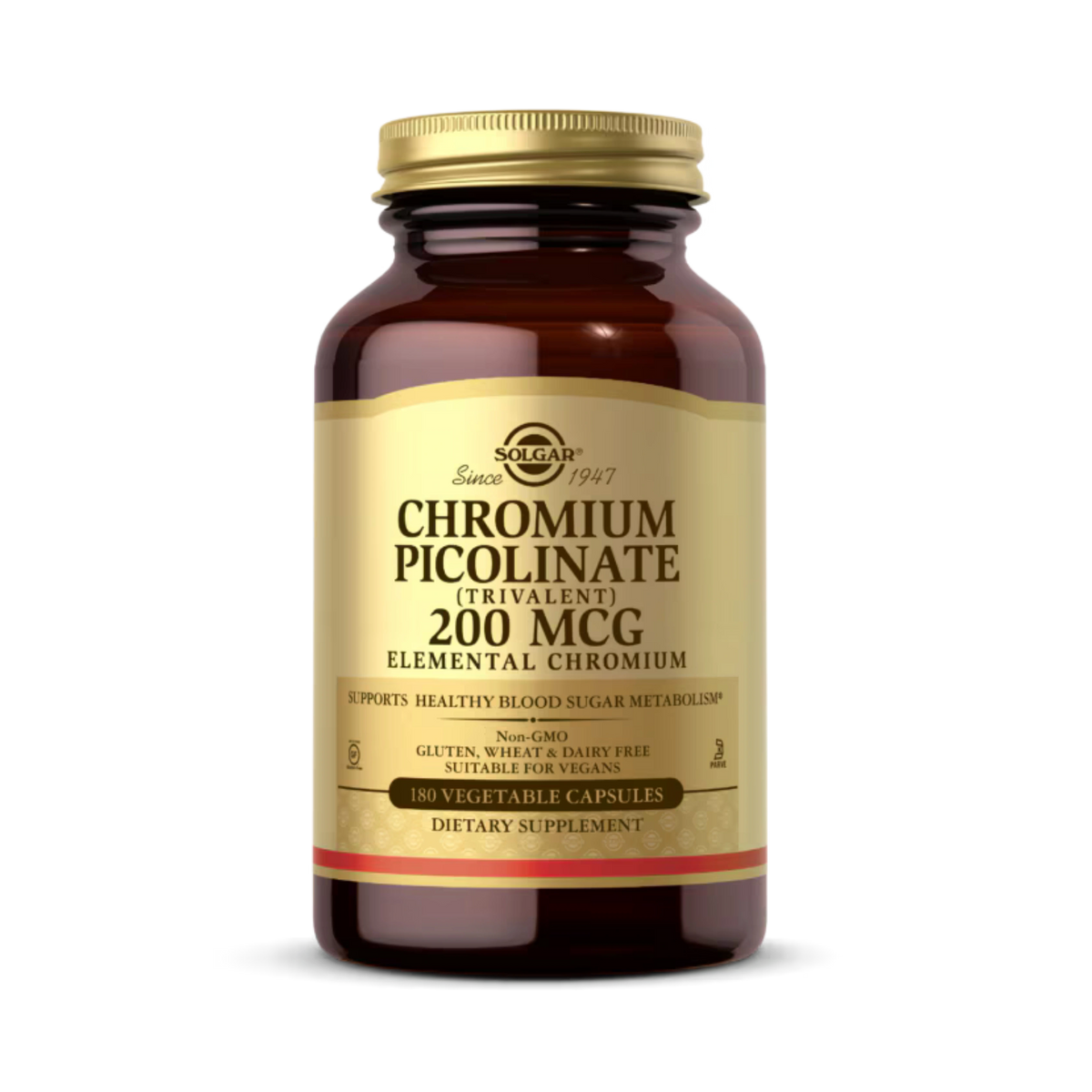 Solgar, Chromium Picolinate, 200 Mcg, 180 Vegetable Capsules
