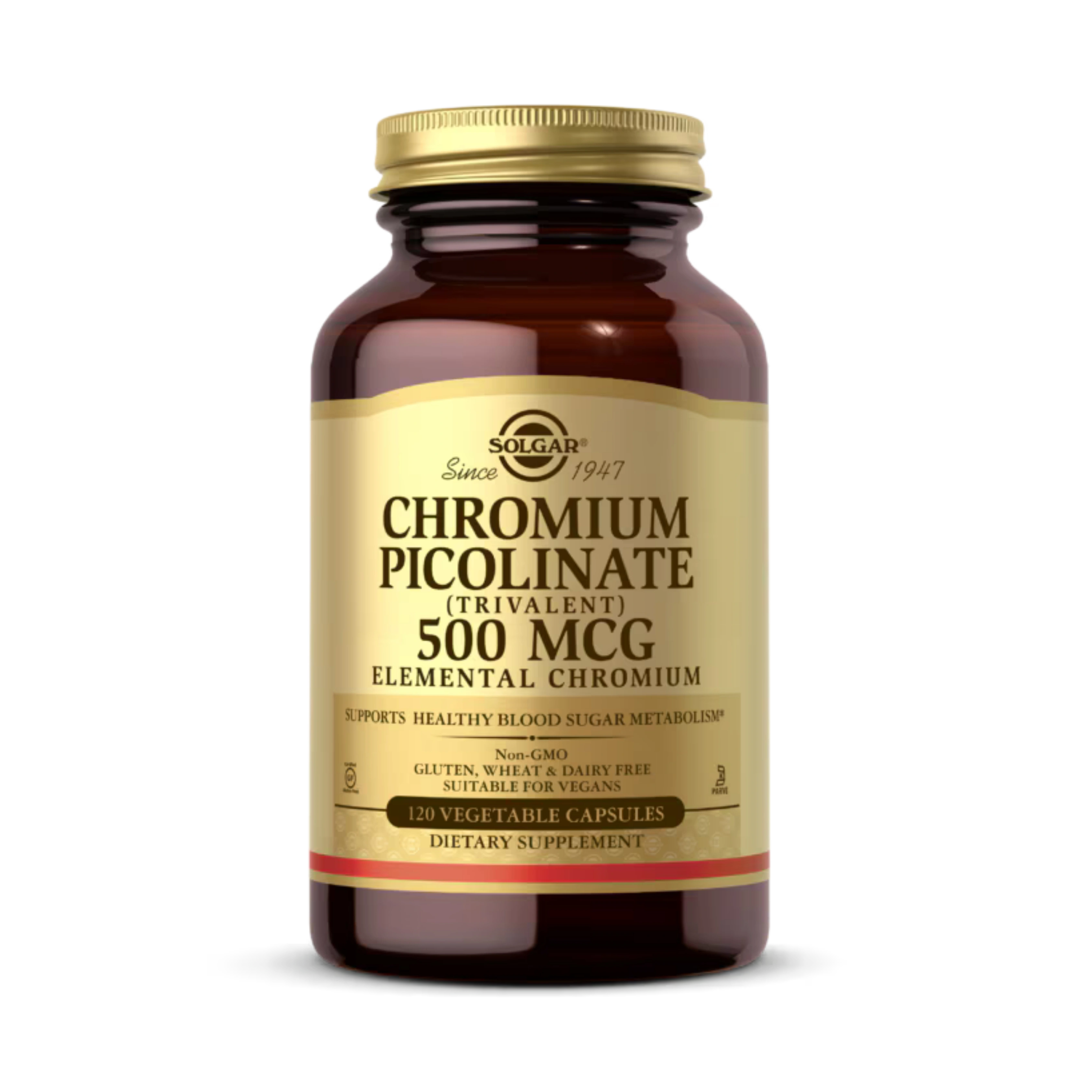 Solgar, Chromium Picolinate, 500 Mcg, 120 Vegetable Capsules