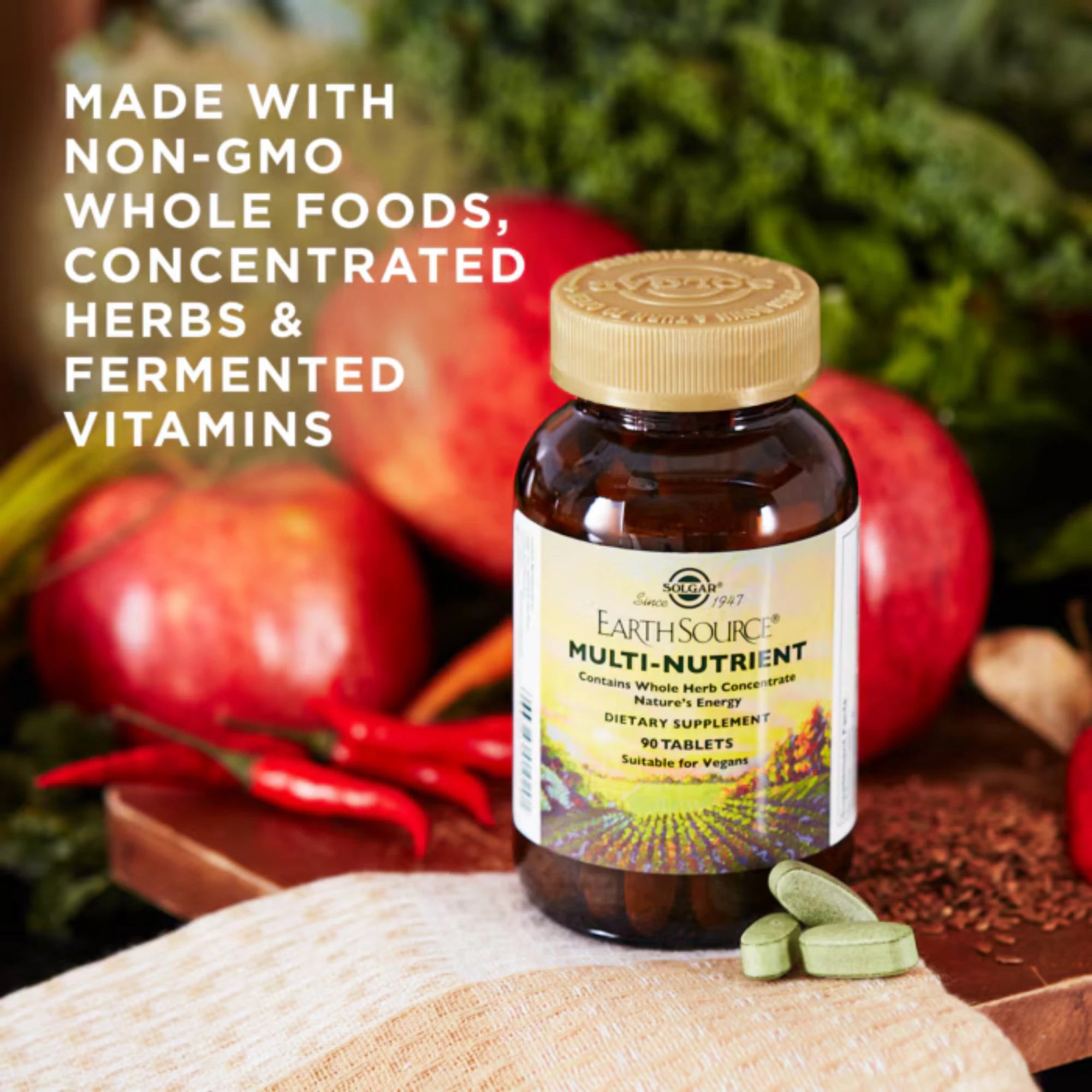 Solgar, Earth Source Multi-Nutrient Contains Whole Herb Concentrate & Plant-Based Ingredients, 90 Tablets