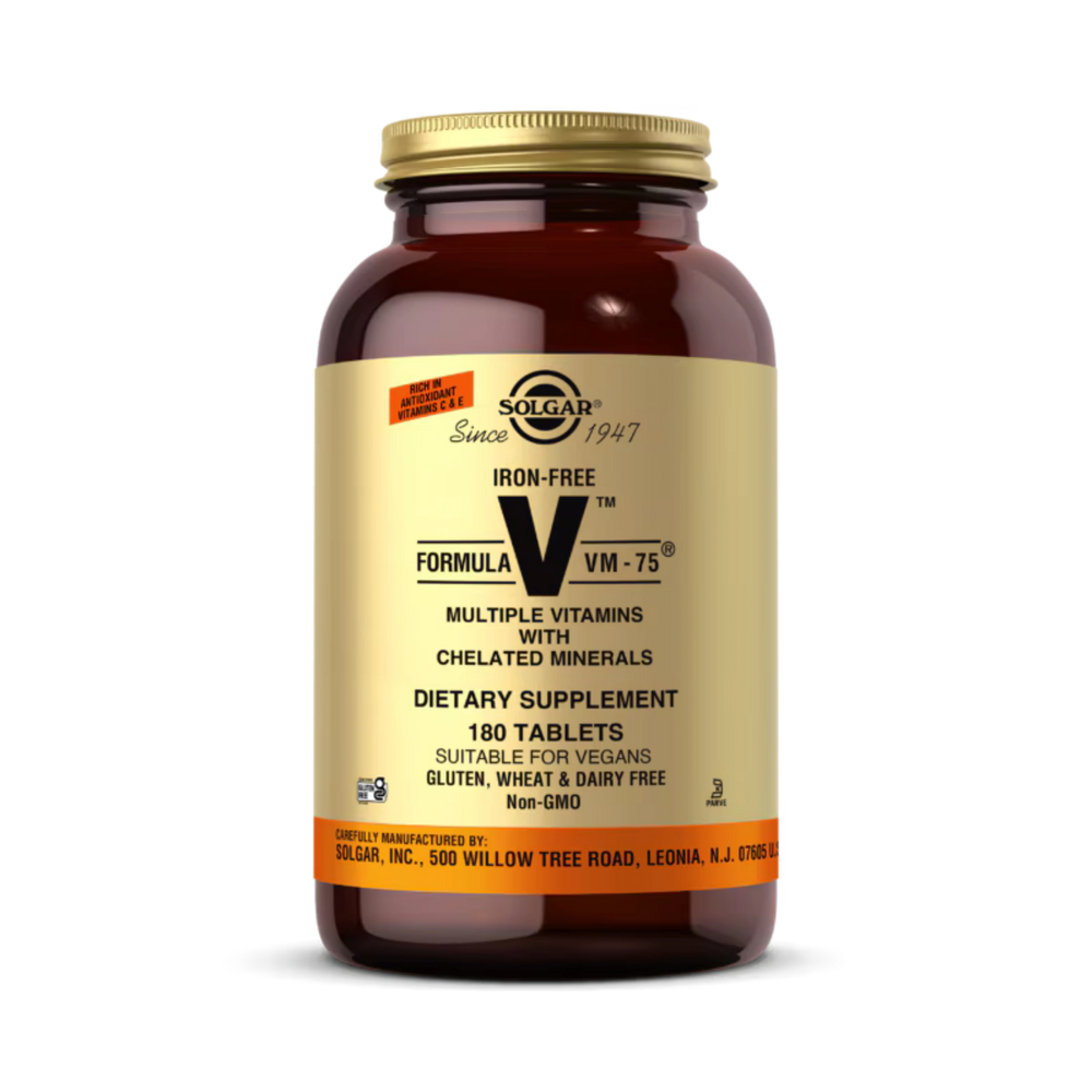 Solgar, Formula V, VM-75, Multiple Vitamins with Chelated Minerals, Iron-Free, 180 Tablets