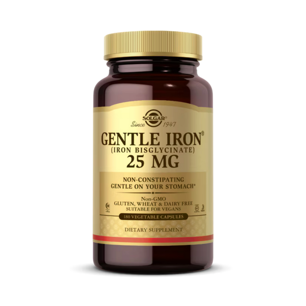 Solgar, Gentle Iron, 25 Mg, 180 Vegetable Capsules