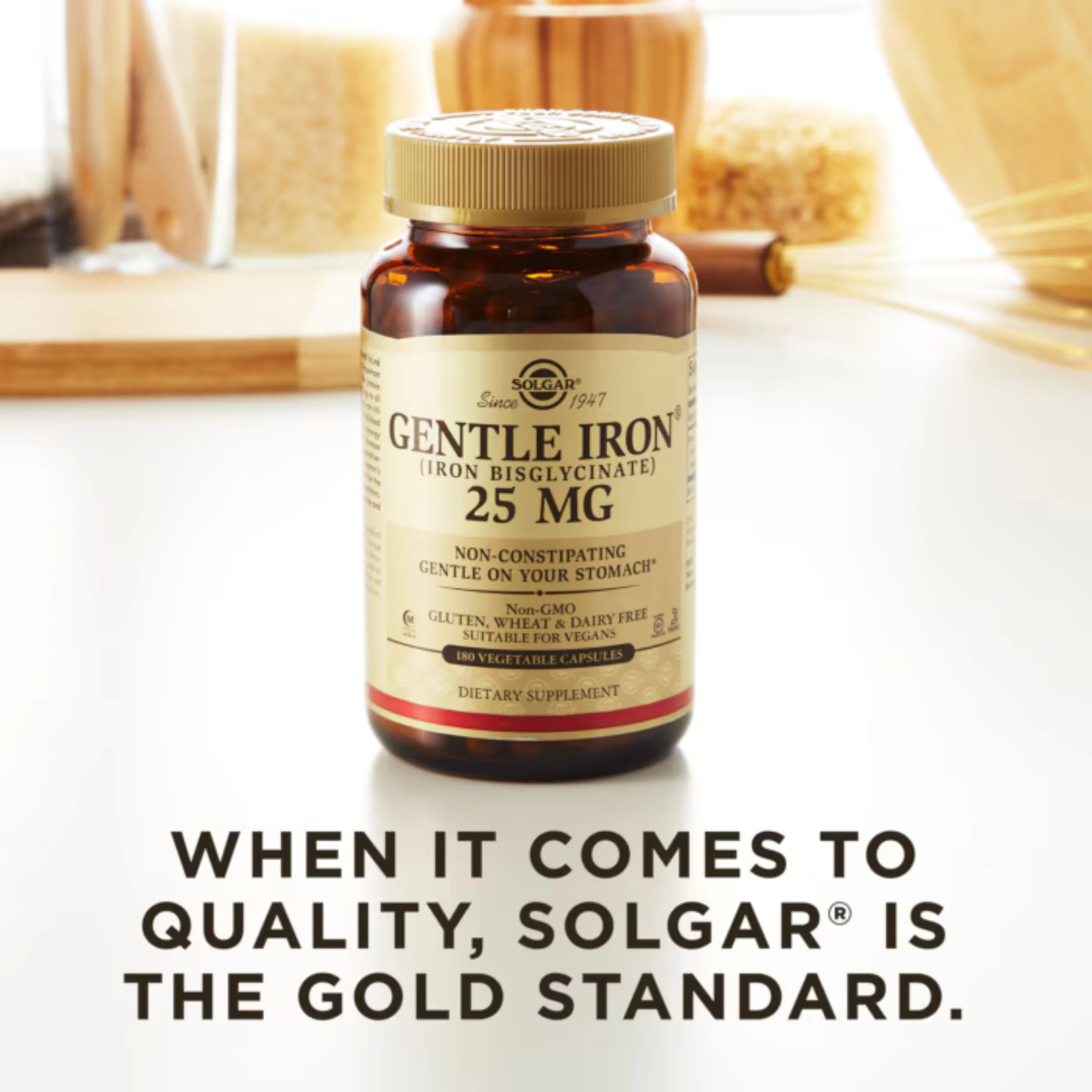 Solgar, Gentle Iron, 25 Mg, 180 Vegetable Capsules