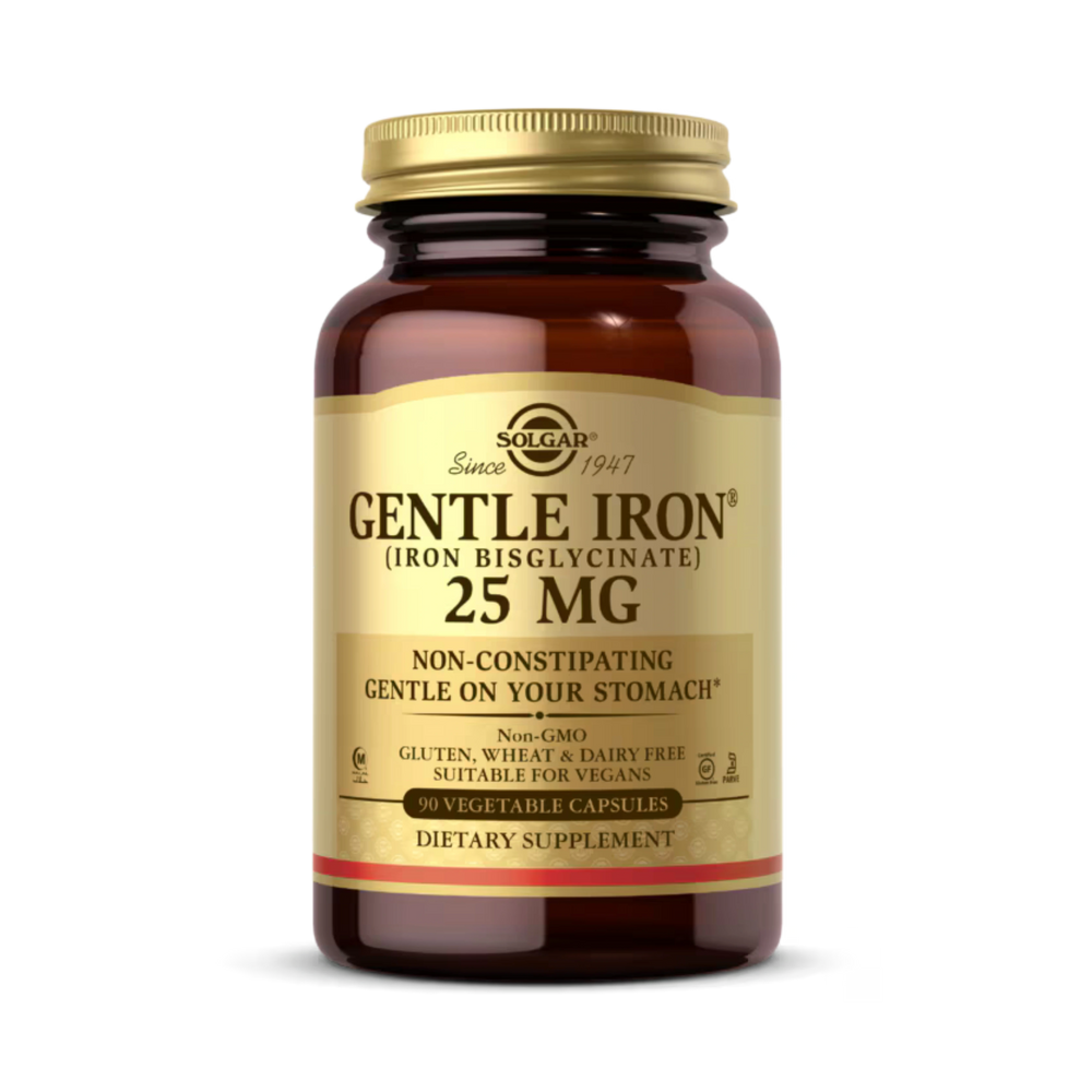 Solgar, Gentle Iron, 25 Mg, 90 Vegetable Capsules