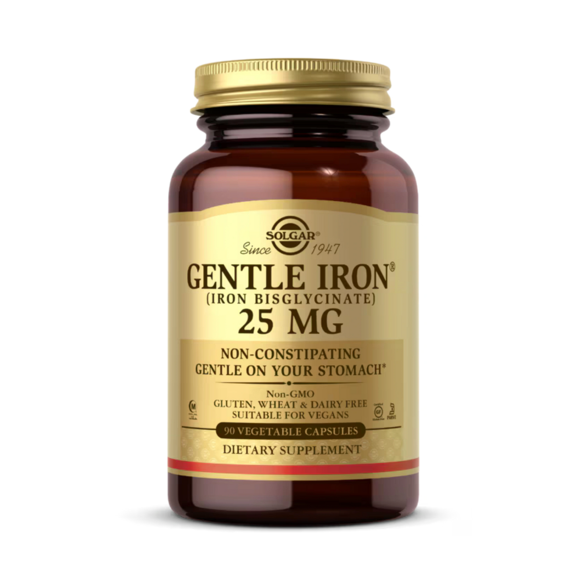 Solgar, Gentle Iron, 25 Mg, 90 Vegetable Capsules