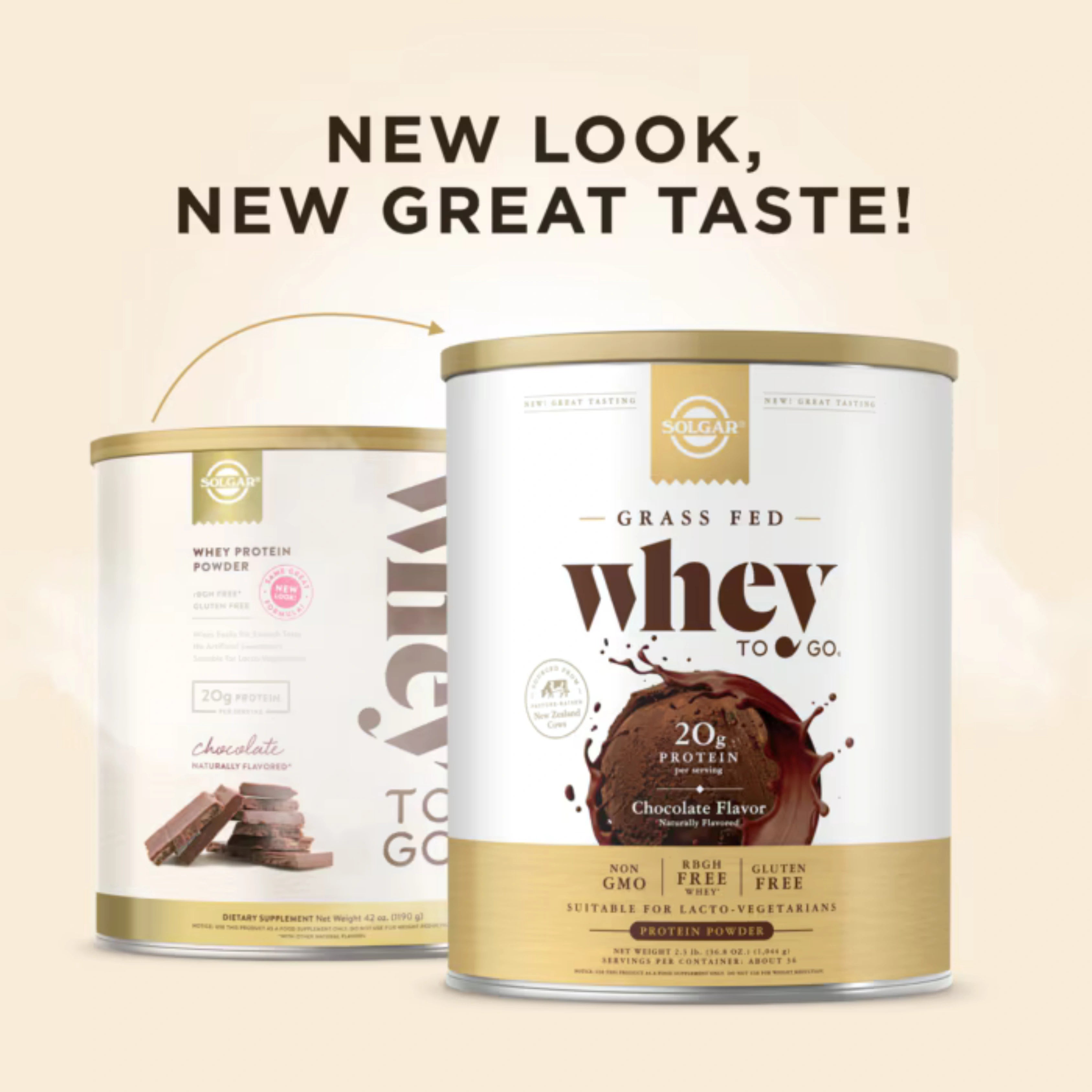 Solgar, Grass Fed Whey To Go, Protein Powder, Chocolate, 36.8 Oz (1044 g)