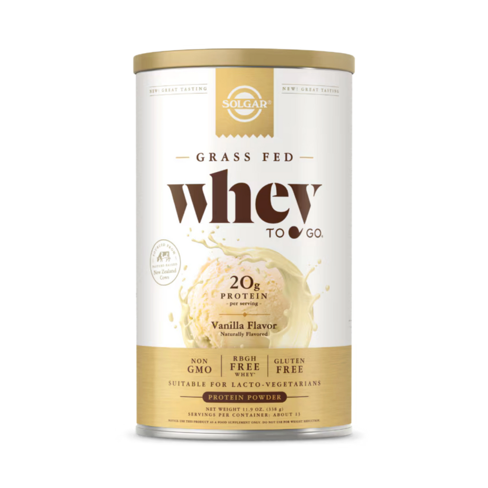 Solgar, Grass Fed Whey To Go, Protein Powder, Vanilla, 11.9 Oz (338 g)