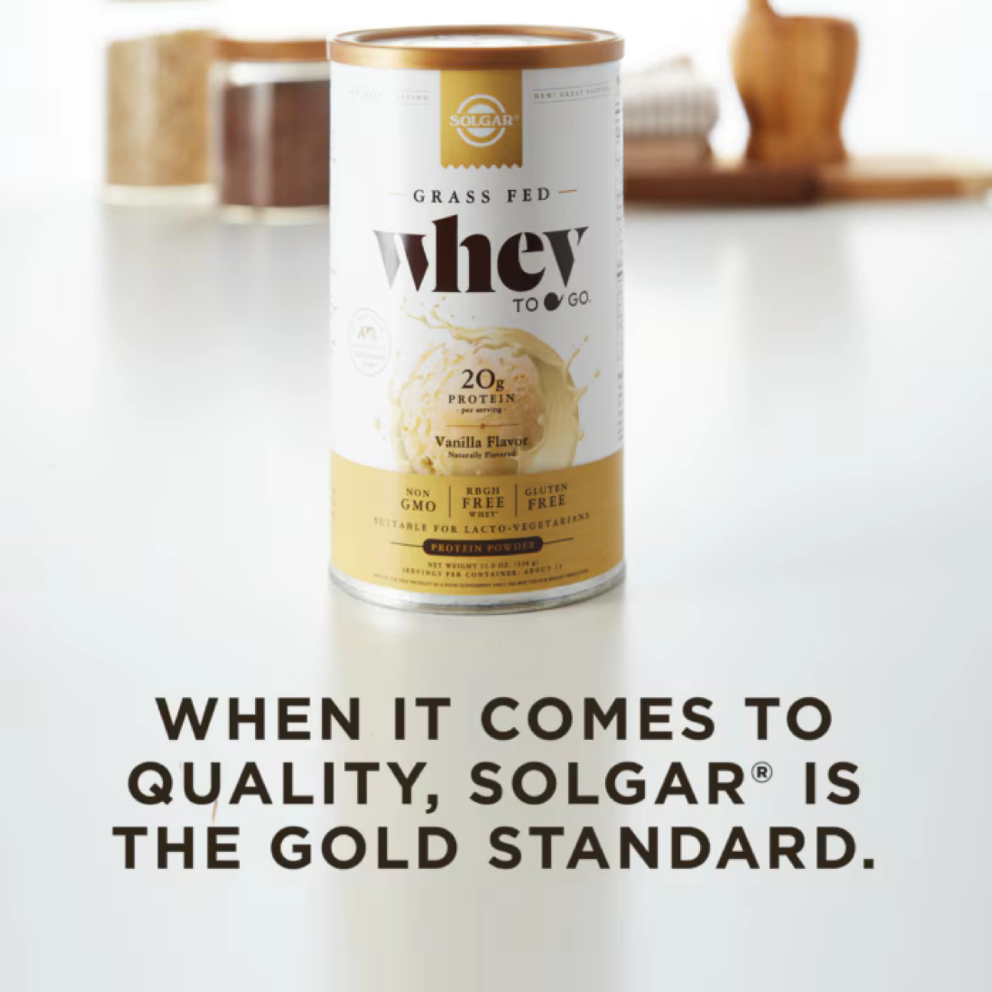 Solgar, Grass Fed Whey To Go, Protein Powder, Vanilla, 11.9 Oz (338 g)