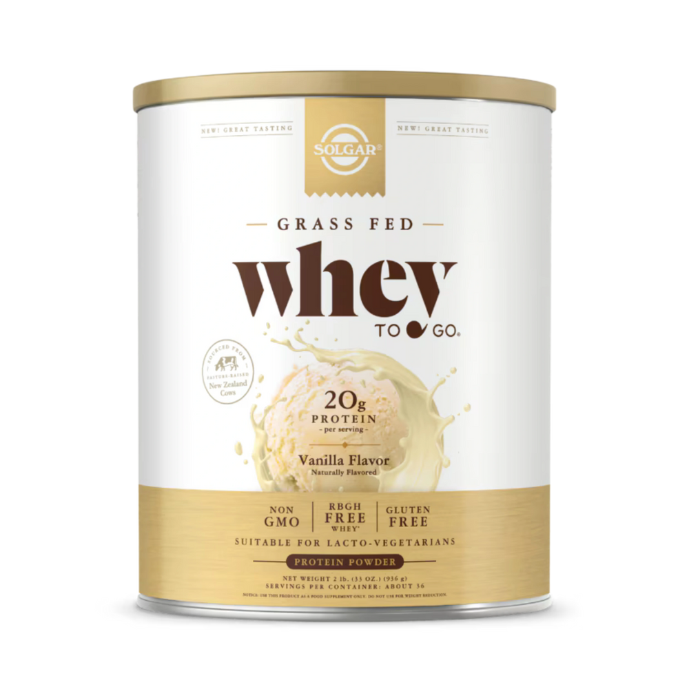 Solgar, Grass Fed Whey To Go, Protein Powder, Vanilla, 2 Lb (936 g)